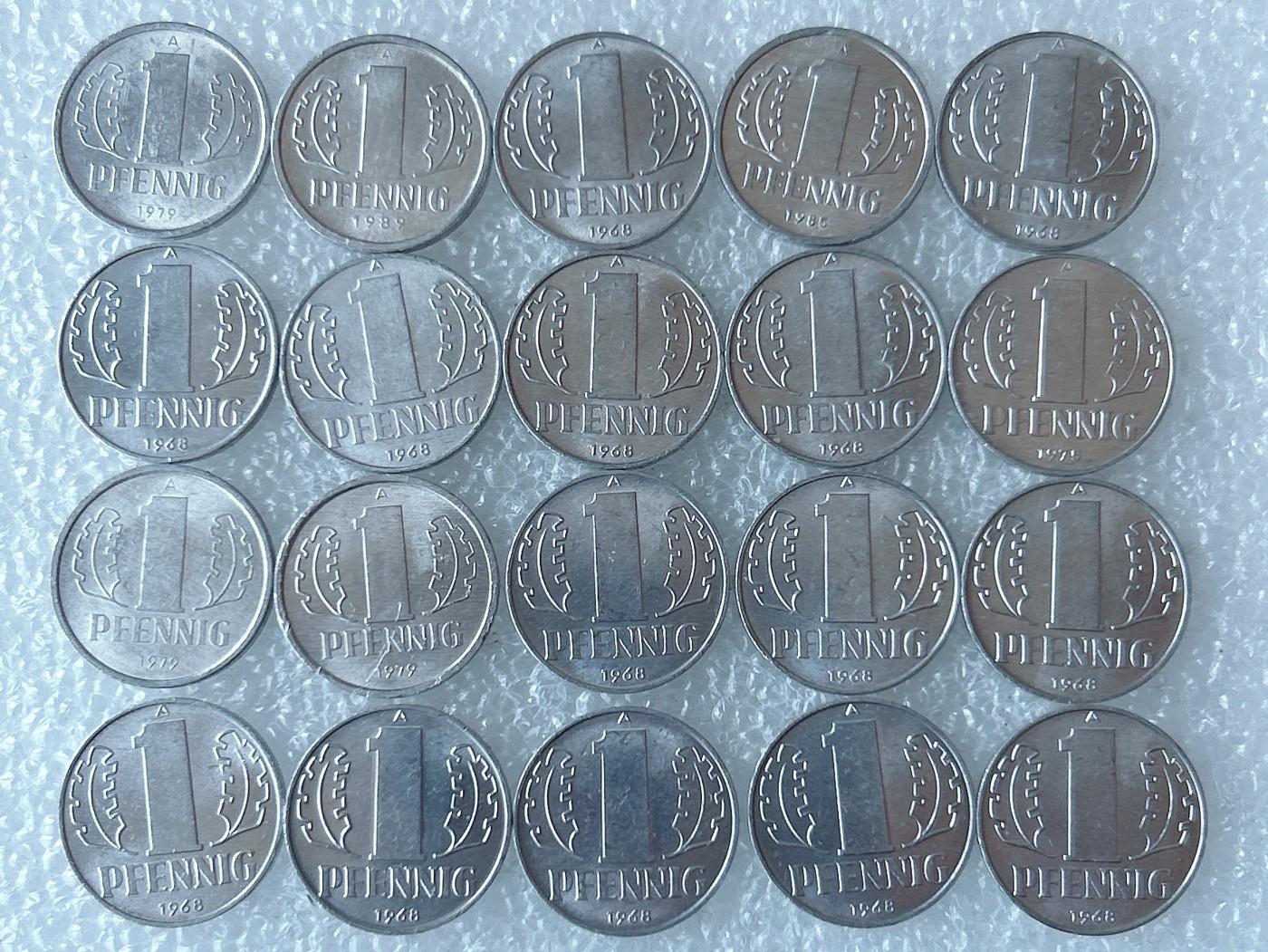 第一海外回流一元起拍收藏 散币专场 第71期 民主德国1芬尼铝币 20枚