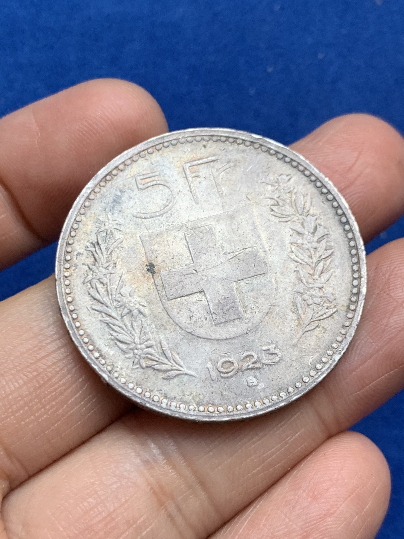 《竞宝斋》第246场-周日，周一 ，周二3场连拍 (全场包邮) 瑞士 1923年 5法郎 大银币 早期版本