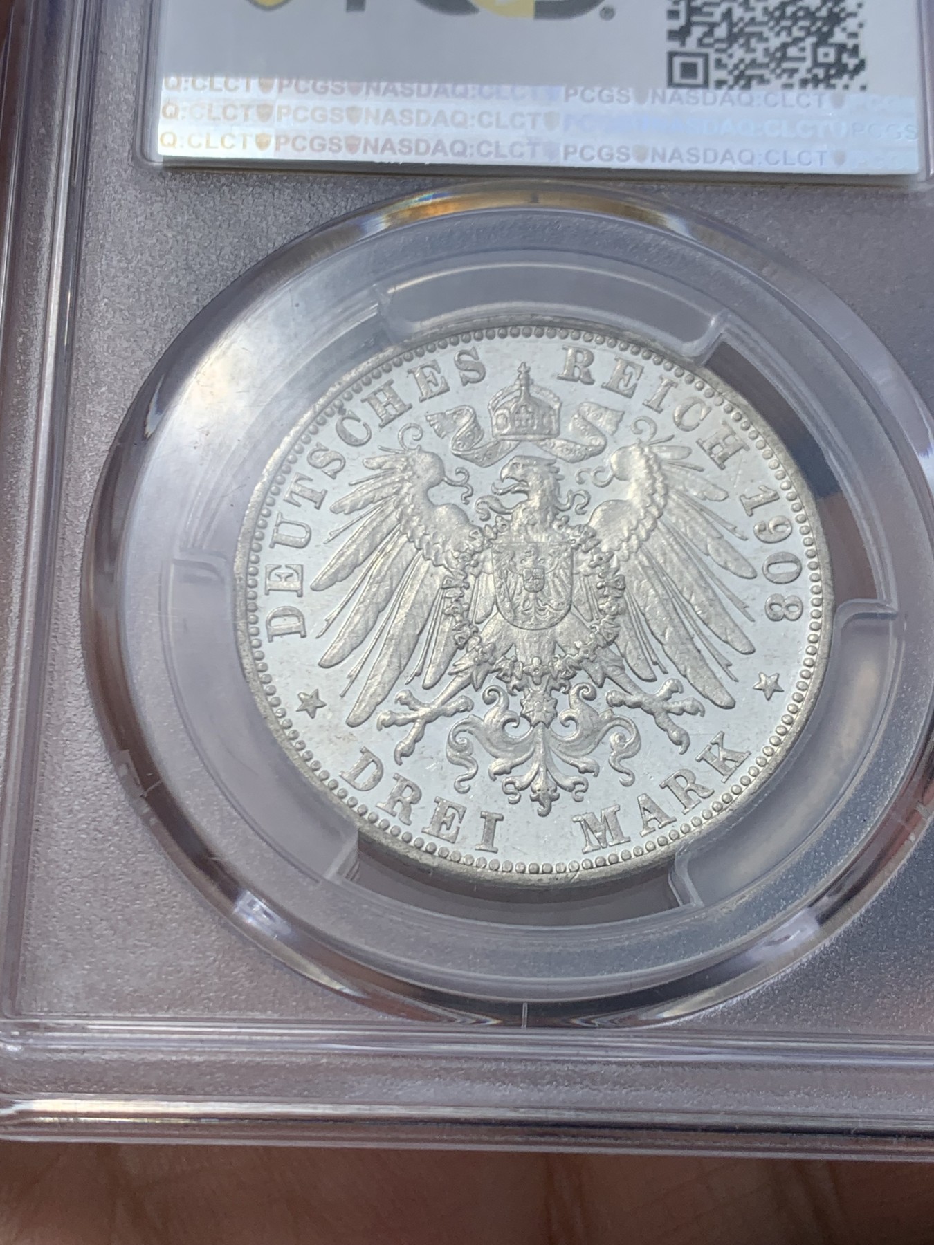 《竞宝斋》第246场-周日，周一 ，周二3场连拍 (全场包邮) PCGS MS61PL 类精制德国奥拓3马克银币 唯一冠军分