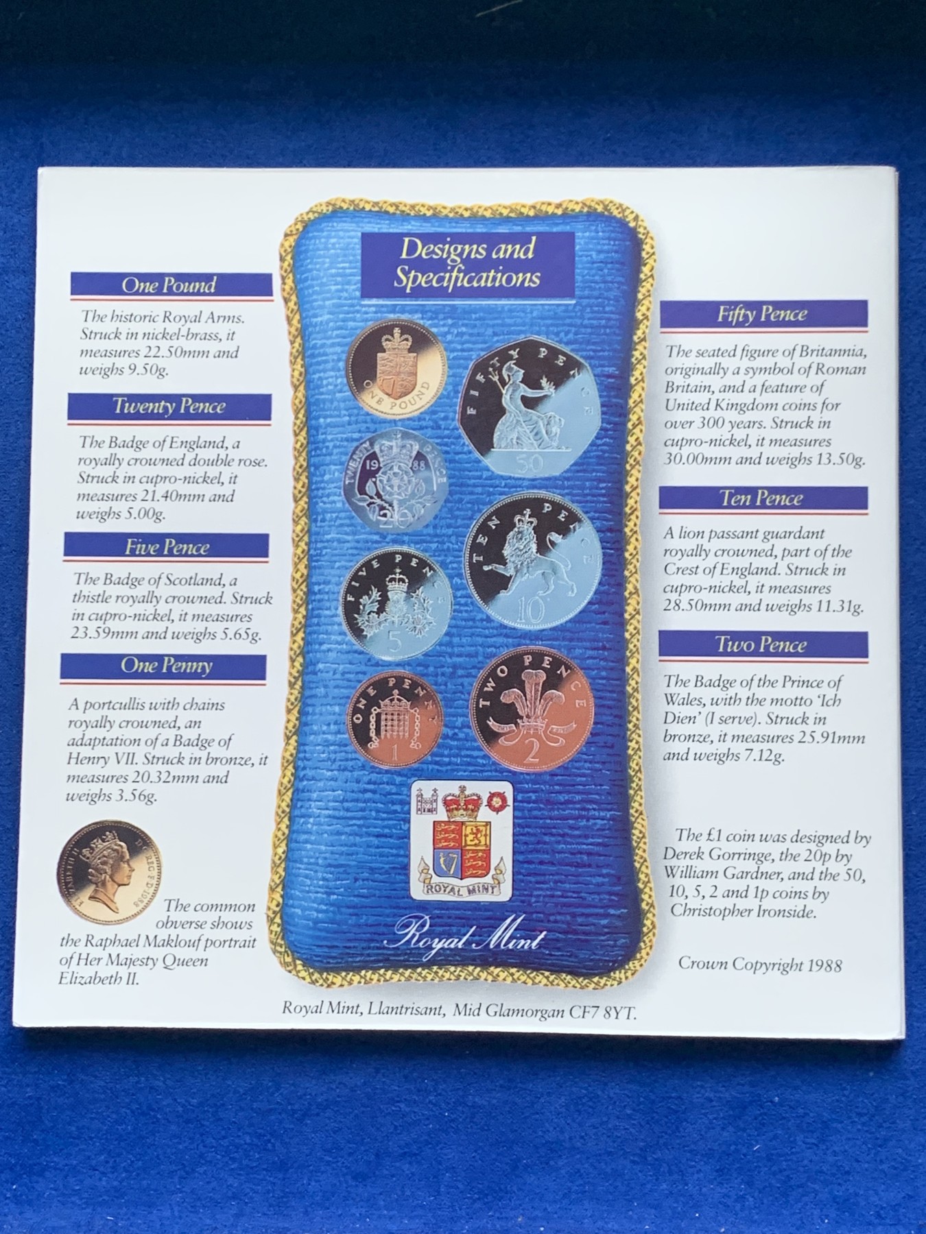 《竞宝斋》第246场-周日，周一 ，周二3场连拍 (全场包邮) 英国1988年硬币套装，共7枚