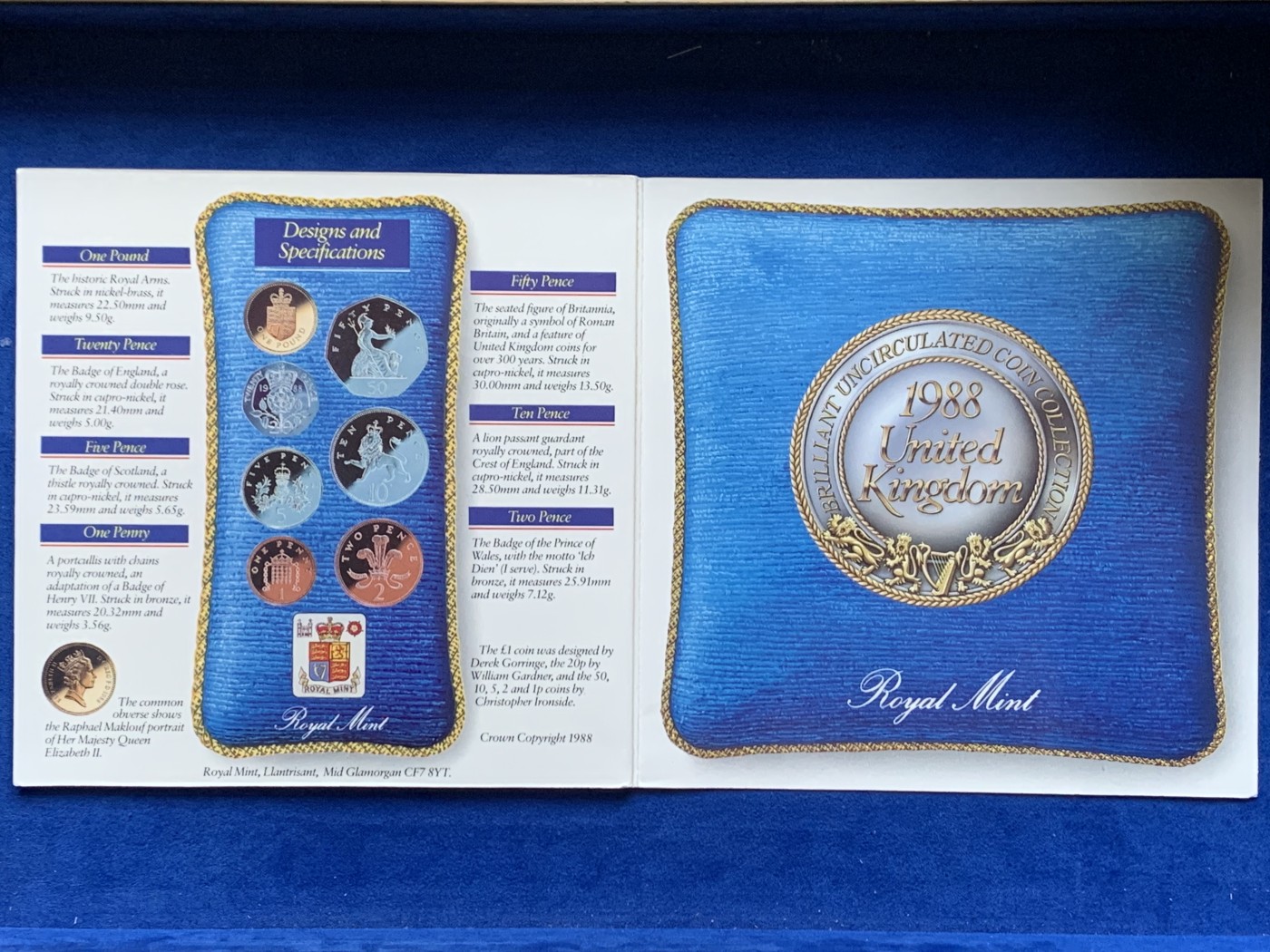 《竞宝斋》第246场-周日，周一 ，周二3场连拍 (全场包邮) 英国1988年硬币套装，共7枚