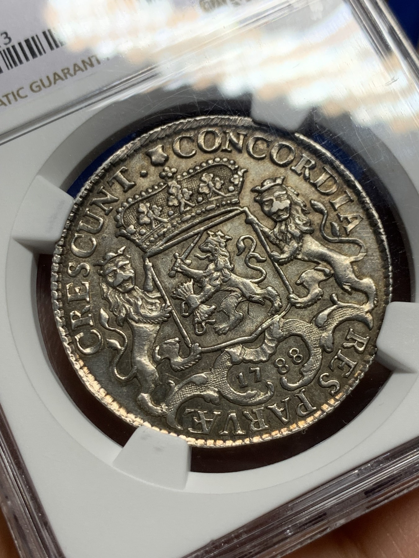 《竞宝斋》第246场-周日，周一 ，周二3场连拍 (全场包邮) NGC MS62 荷兰乌特勒支小马剑1/2杜卡特银币 骑士和战马栩栩如生