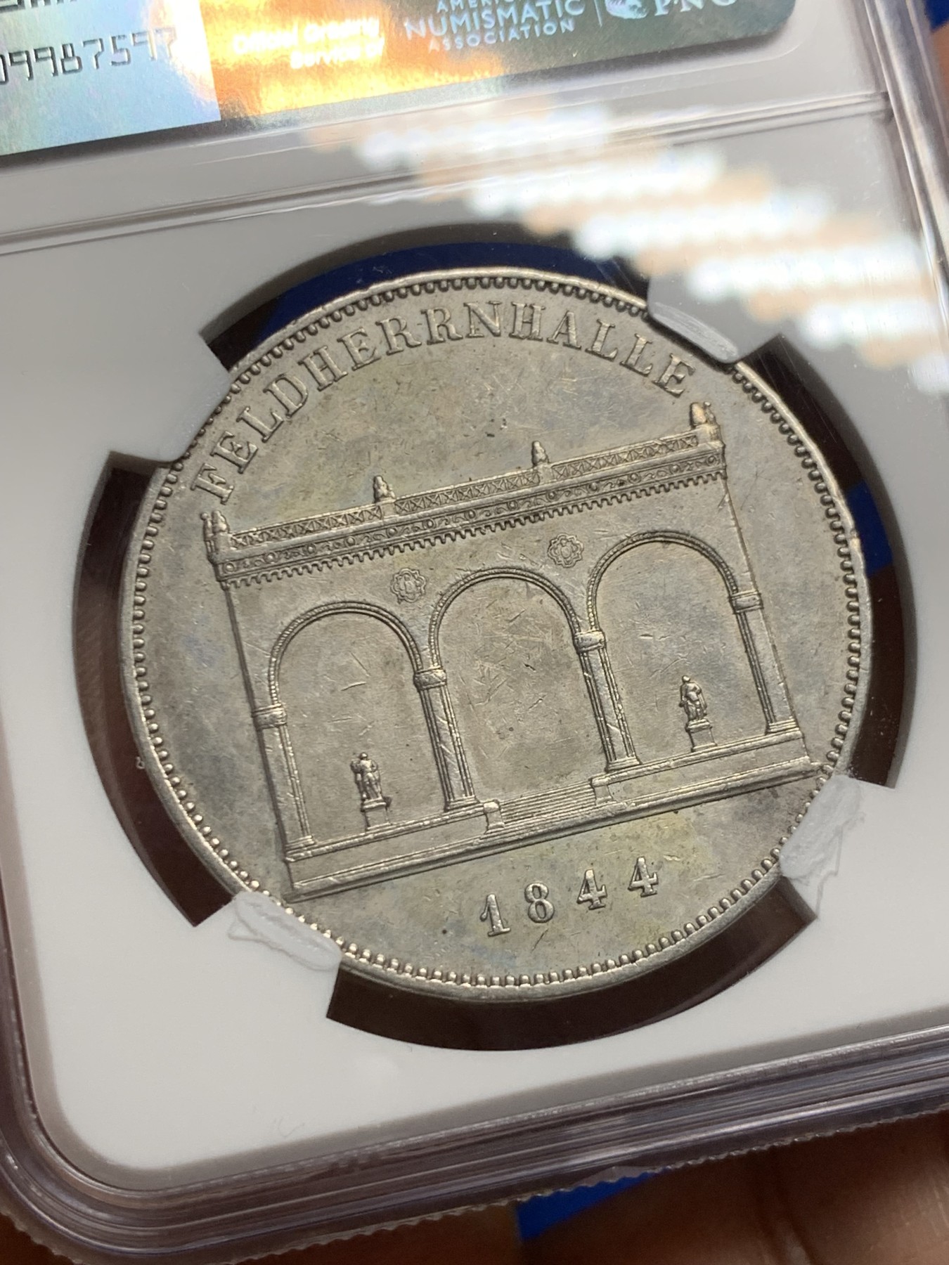 《竞宝斋》第246场-周日，周一 ，周二3场连拍 (全场包邮) NGC UNC 德国 1844 巴伐利亚 将军大厅 2泰勒37克的大银币 细节底板 ms状态都很好 除了没给分 性价比好