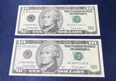 美国纸币 1999年 黑白大头版首发 10美元 全新UNC 单价 - 美国纸币 1999年 黑白大头版首发 10美元 全新UNC 单价