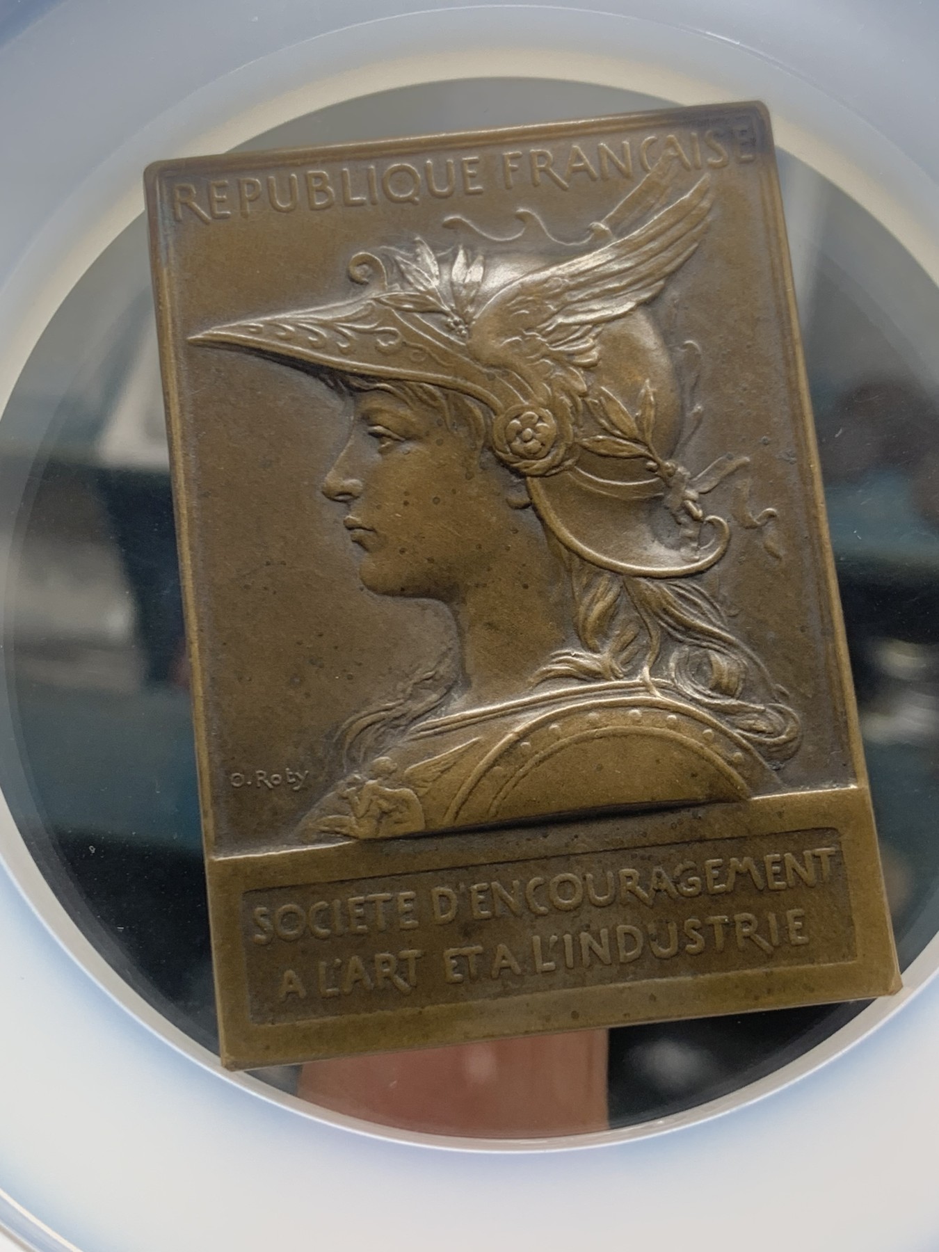 《竞宝斋》第246场-周日，周一 ，周二3场连拍 (全场包邮) NGC MS62BN 法国1908工业信息奖章 罗蒂作品铜章 大盒封装 少见品种