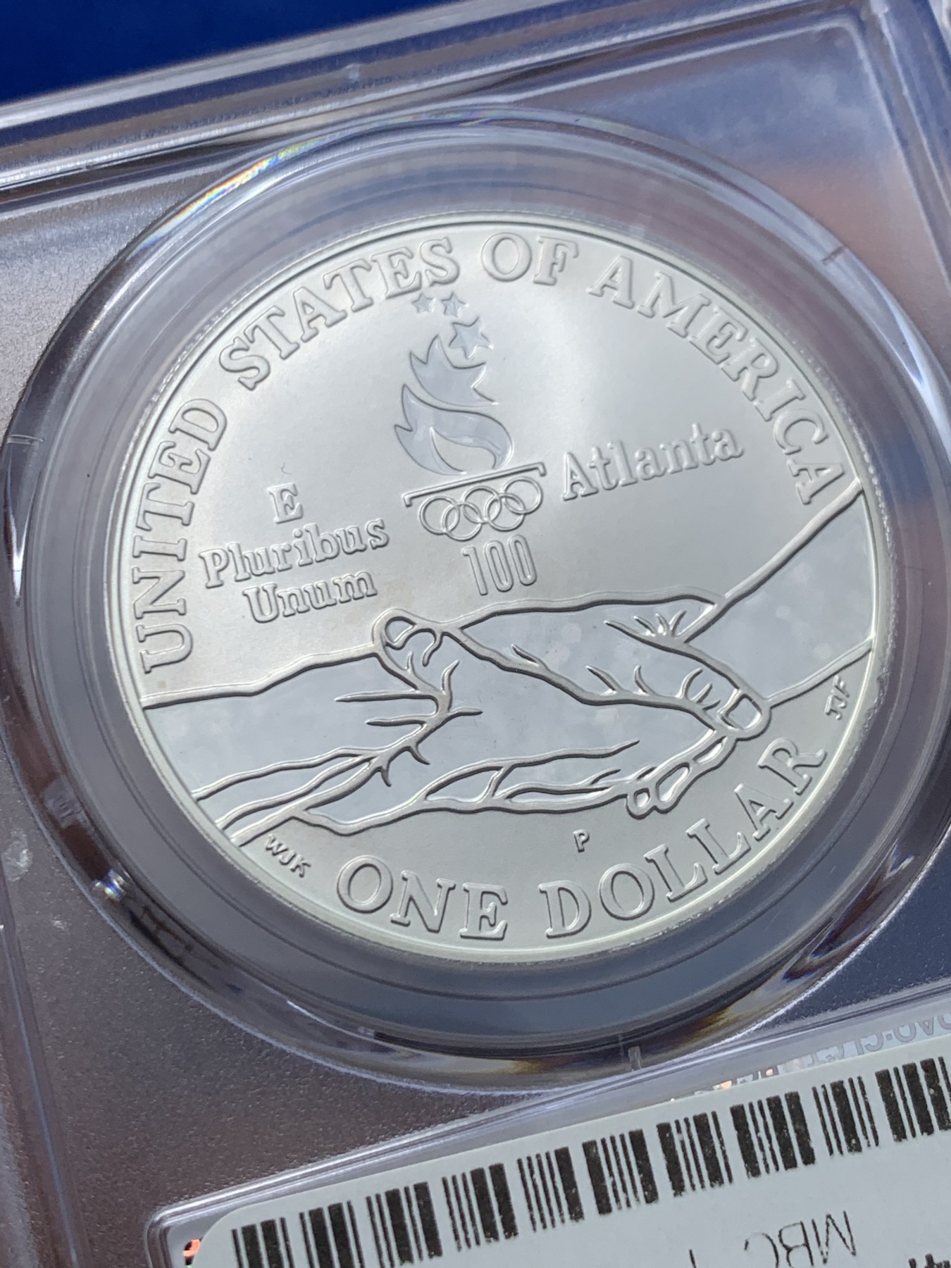 《竞宝斋》第246场-周日，周一 ，周二3场连拍 (全场包邮) PCGS PR69DC 美国1995年P版奥运体操1美元精制大银币