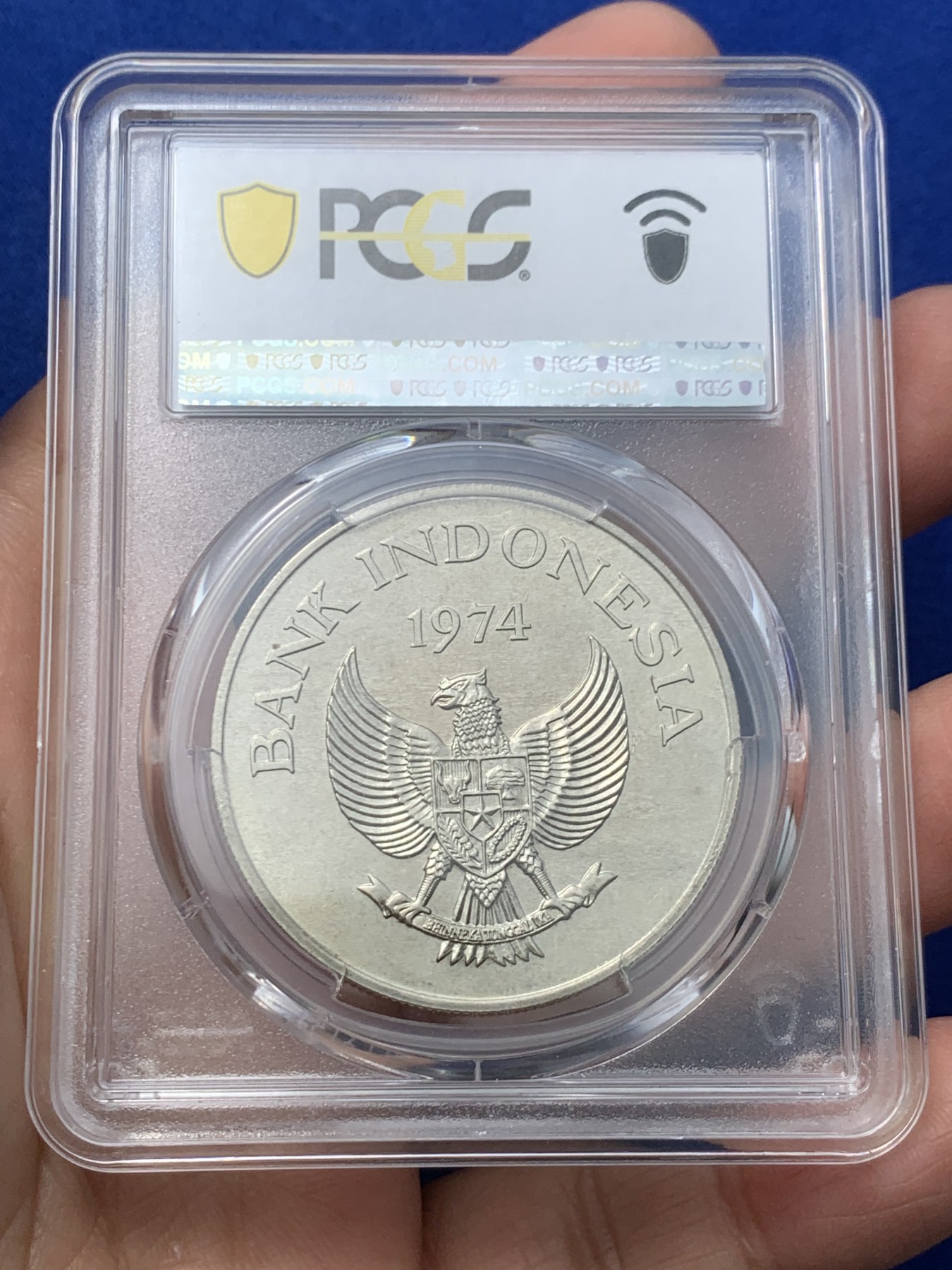 《竞宝斋》第246场-周日，周一 ，周二3场连拍 (全场包邮) PCGS-MS67 印度尼西亚1974年爪哇虎2000卢比银币，原汁原味老包浆，包浆醇厚，状态极佳，顶级高分，获得更高评级数量4枚。