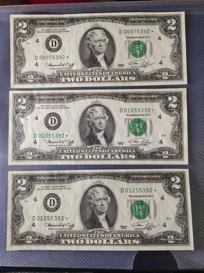 Unc 美国纸币 1976年 2美金纸币 星号 - Unc 美国纸币 1976年 2美金纸币 星号