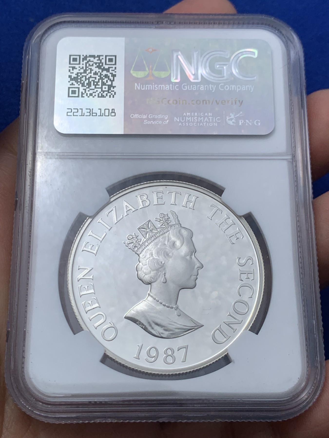 《竞宝斋》第246场-周日，周一 ，周二3场连拍 (全场包邮) NGC PF69UC 泽西1987年2镑鸽子银币