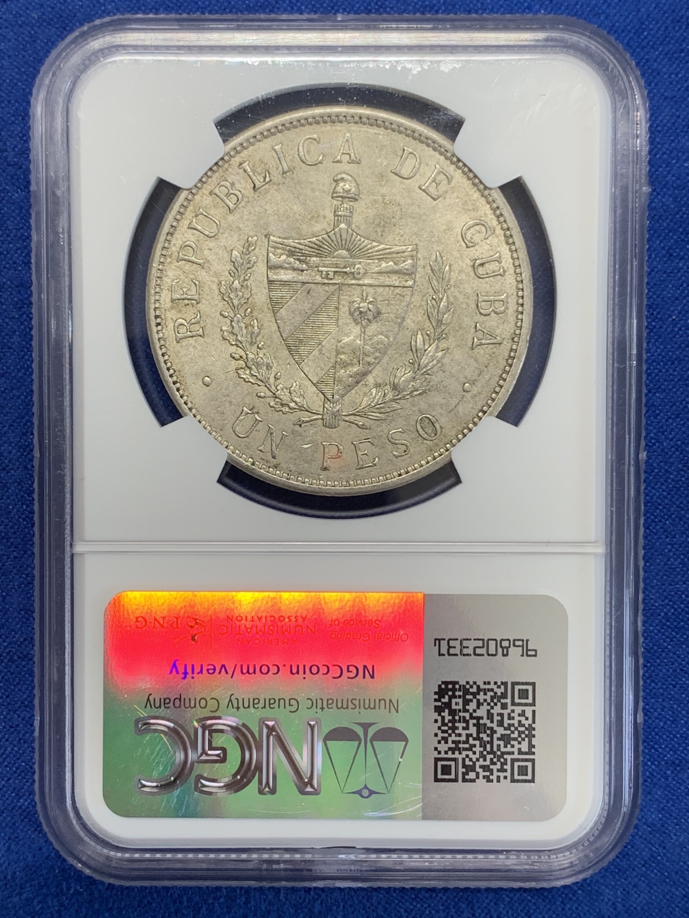 《竞宝斋》第246场-周日，周一 ，周二3场连拍 (全场包邮) NGC UNC 古巴1932年大五角星银币 带光好品