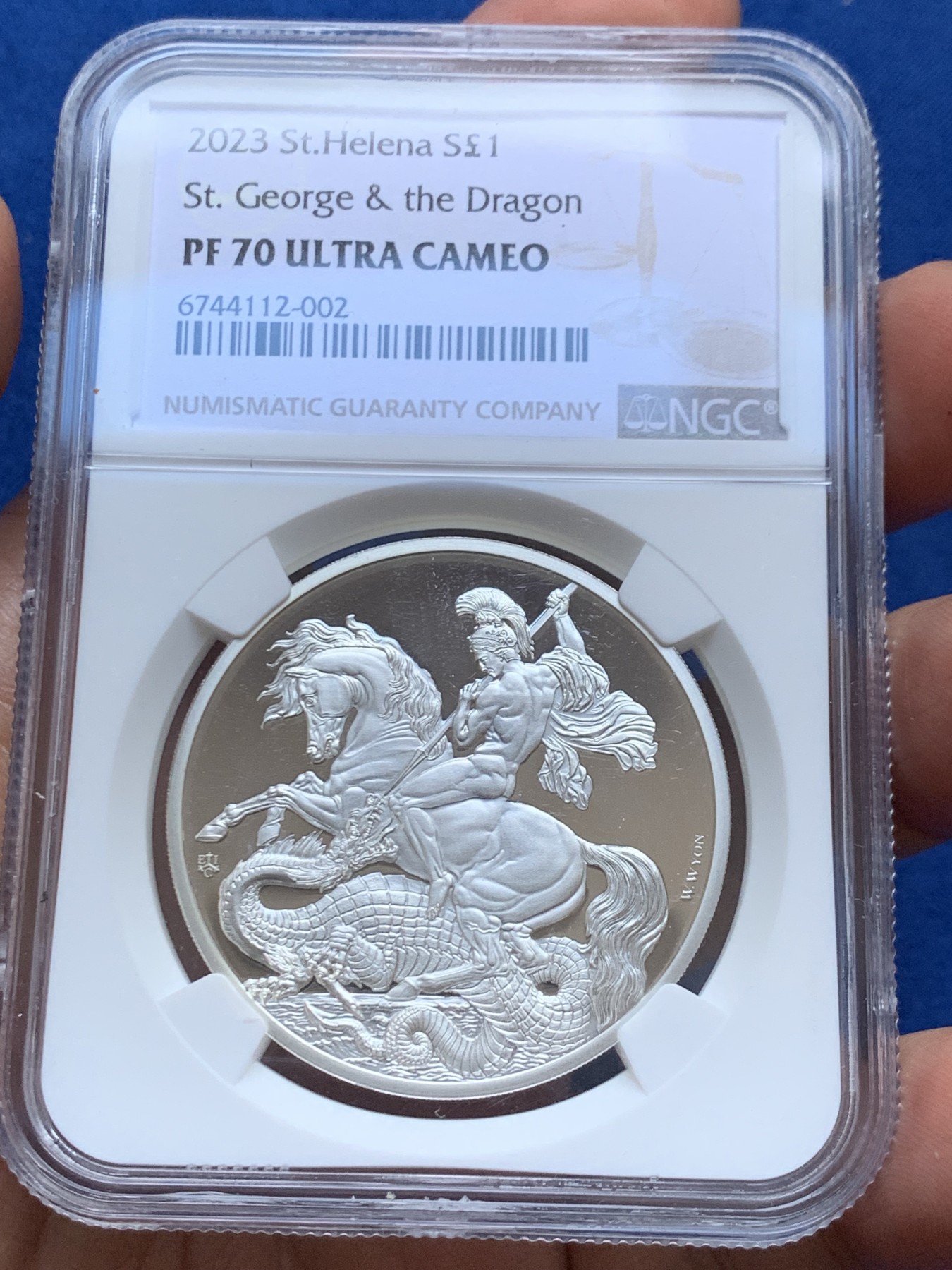 《竞宝斋》第246场-周日，周一 ，周二3场连拍 (全场包邮) NGC PF70UC 圣赫勒拿2023年乔治屠龙1元银币