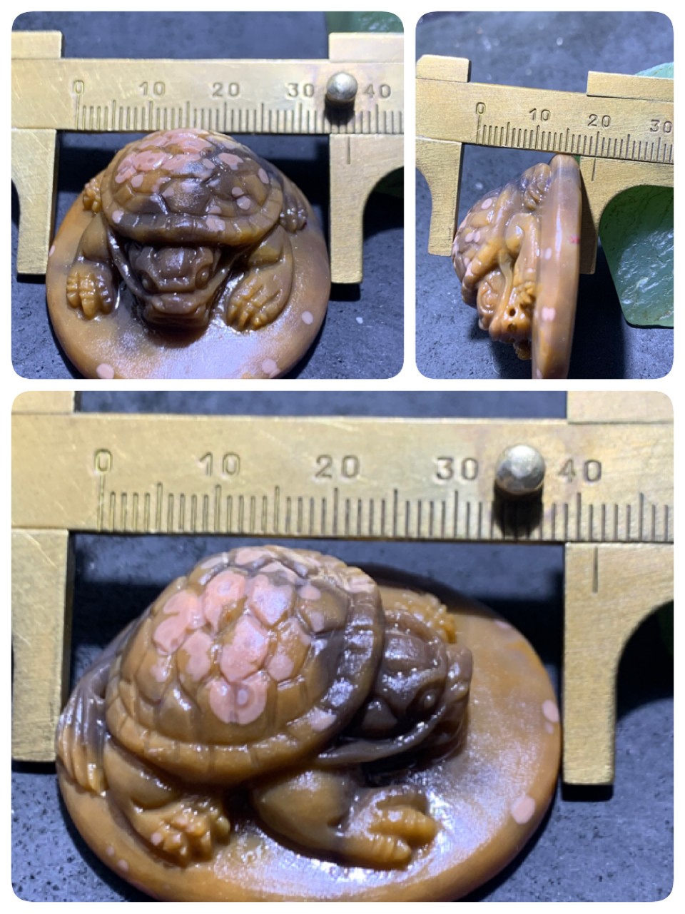 精美亚光战国红玛瑙手工雕刻招财龙龟（把件）吊坠一个，