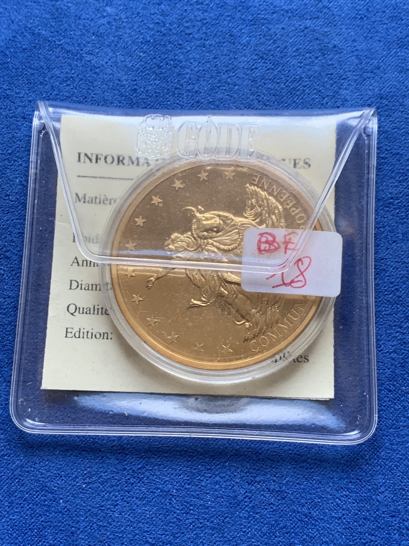 《竞宝斋》第246场-周日，周一 ，周二3场连拍 (全场包邮) 法国1995年ECU欧共体纪念大铜章 带证书