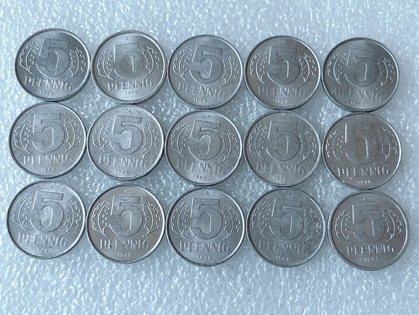 第一海外回流一元起拍收藏 散币专场 第71期 民主德国5芬尼铝币 15枚