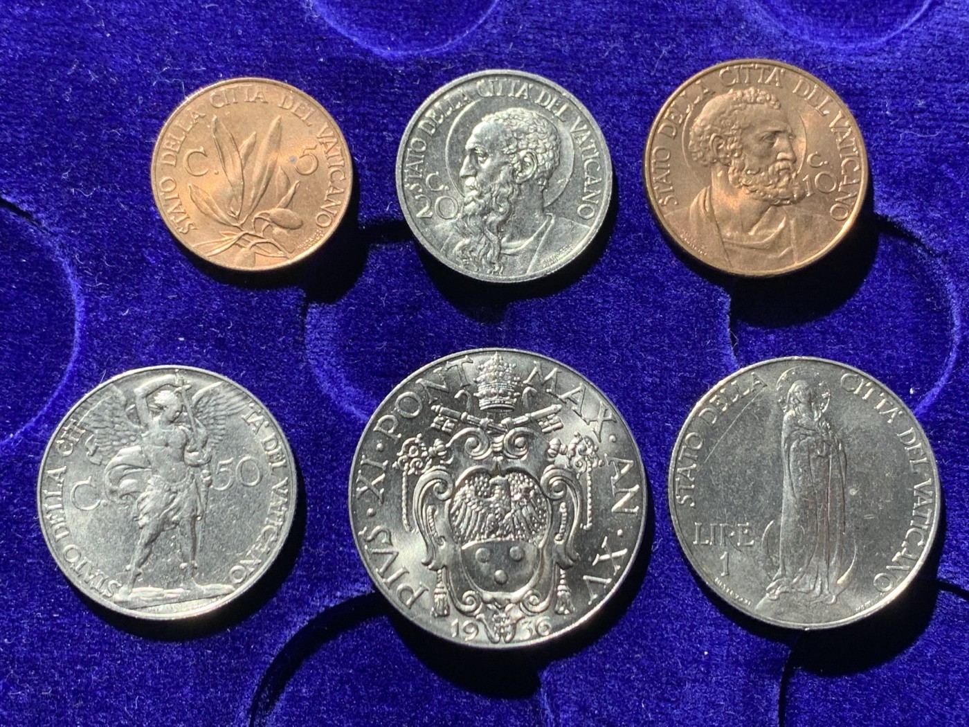 《竞宝斋》第246场-周日，周一 ，周二3场连拍 (全场包邮) 6枚一组 梵蒂冈 1936年 原盒 细节见图