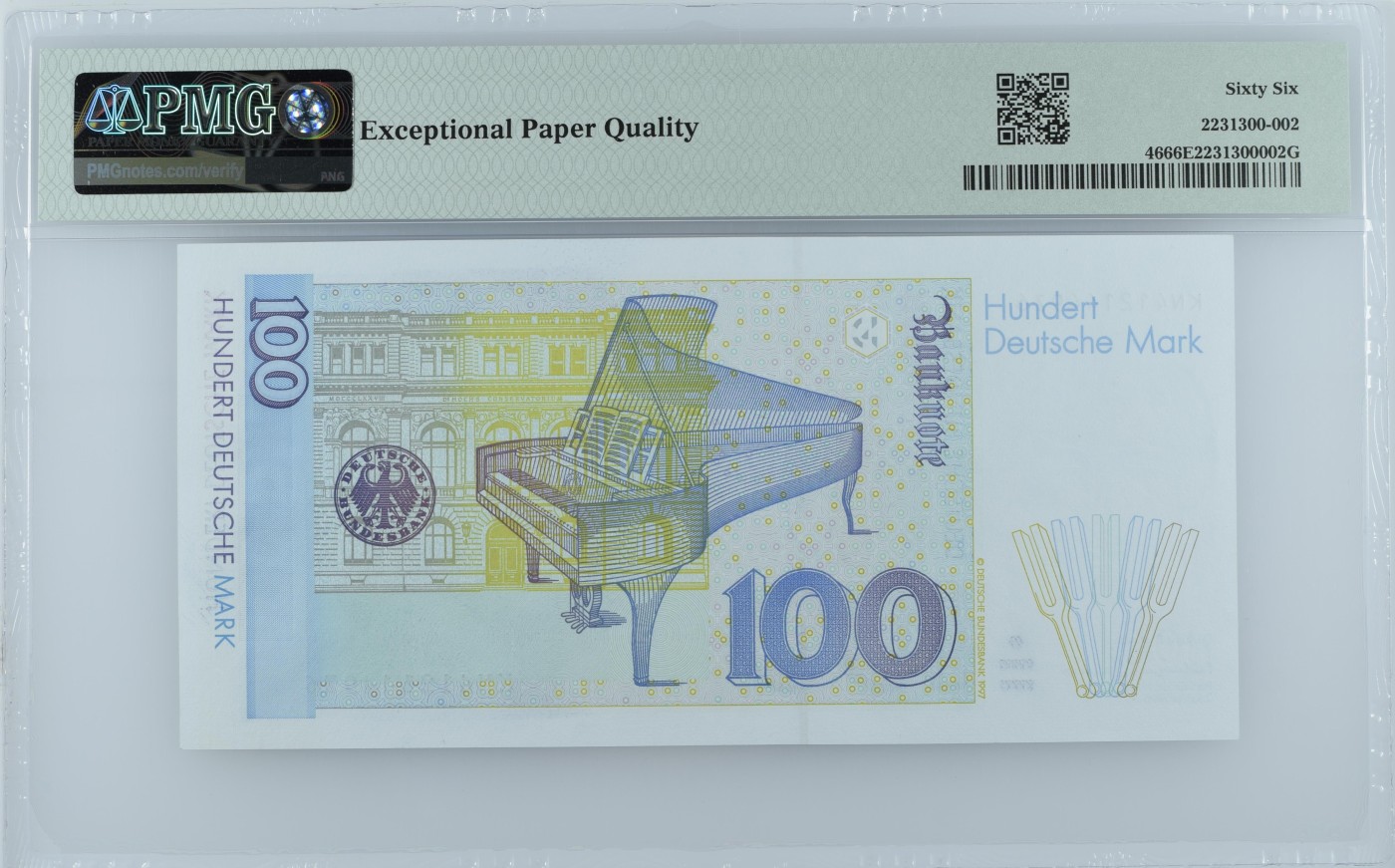 收藏联盟Quantum Auction 第330期拍卖  德国联邦1996年100马克 PMG66  钢琴家 克拉拉舒曼
