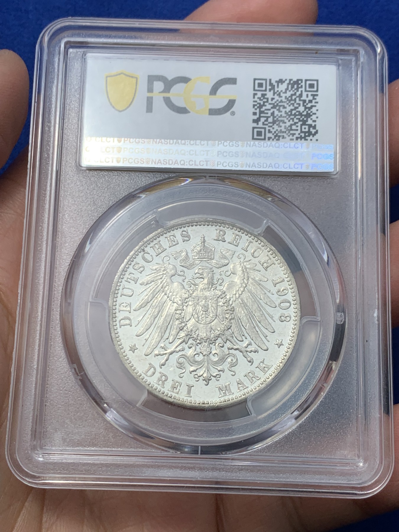 《竞宝斋》第246场-周日，周一 ，周二3场连拍 (全场包邮) PCGS MS61PL 类精制德国奥拓3马克银币 唯一冠军分