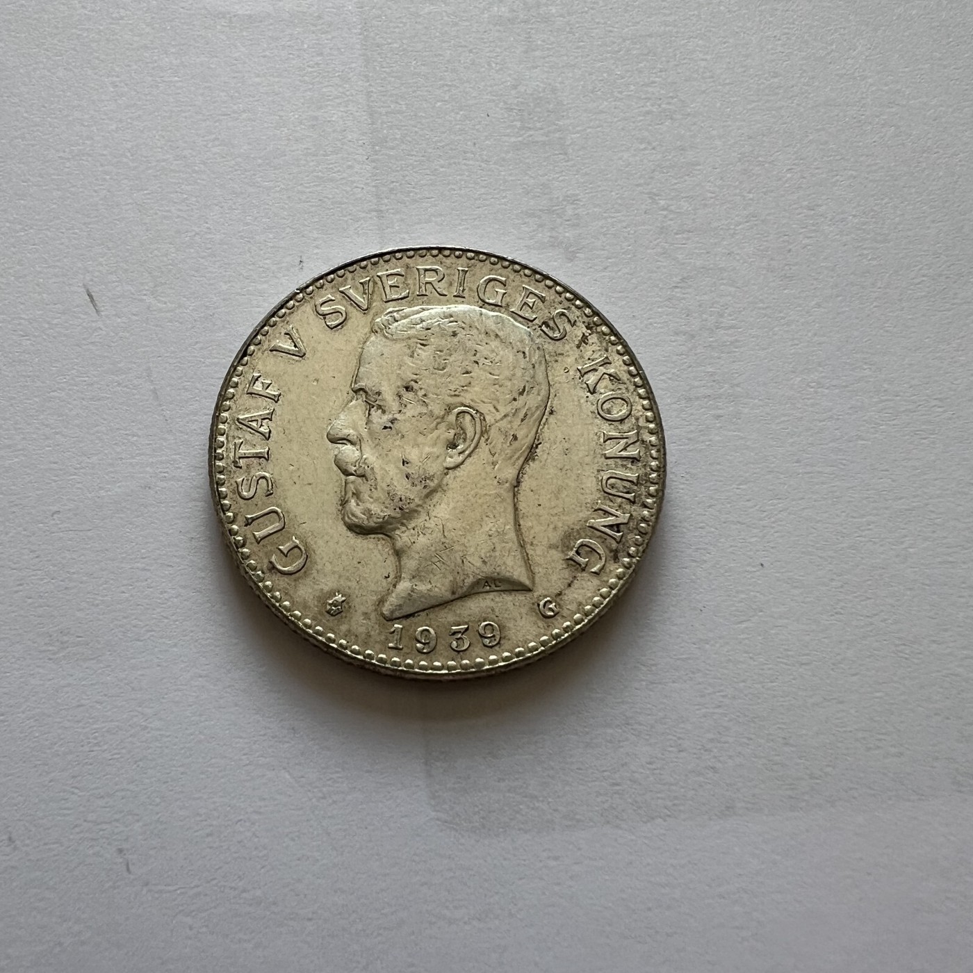 顺丰包邮 外国新银币 老银币 好品瑞典1939年2克朗银币直径30毫米