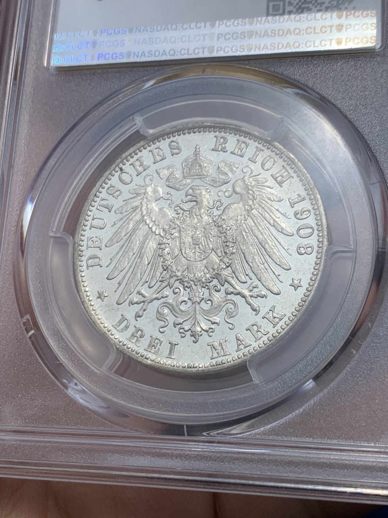 《竞宝斋》第246场-周日，周一 ，周二3场连拍 (全场包邮) PCGS MS61PL 类精制德国奥拓3马克银币 唯一冠军分
