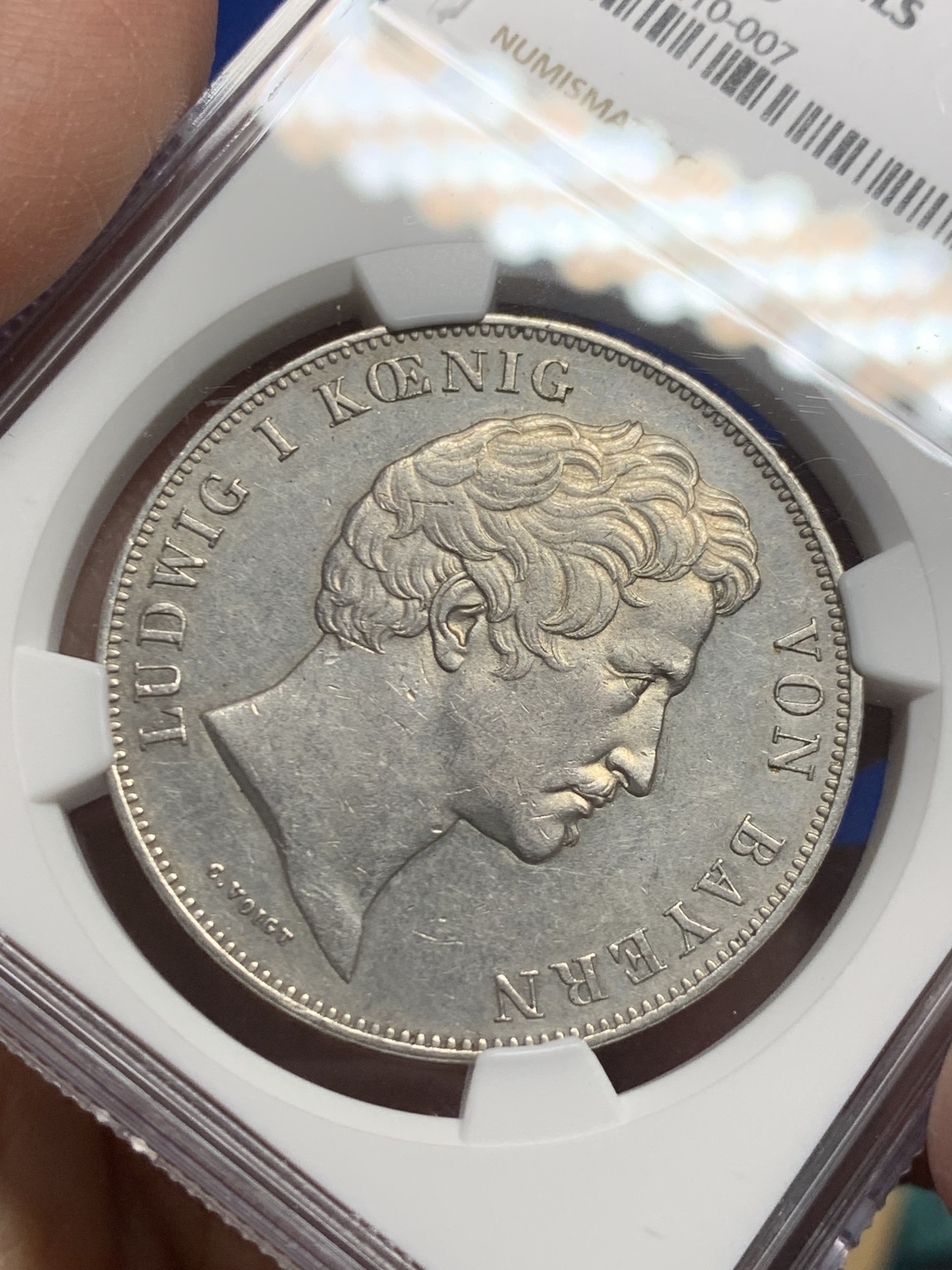 《竞宝斋》第246场-周日，周一 ，周二3场连拍 (全场包邮) NGC UNC 德国 1844 巴伐利亚 将军大厅 2泰勒37克的大银币 细节底板 ms状态都很好 除了没给分 性价比好