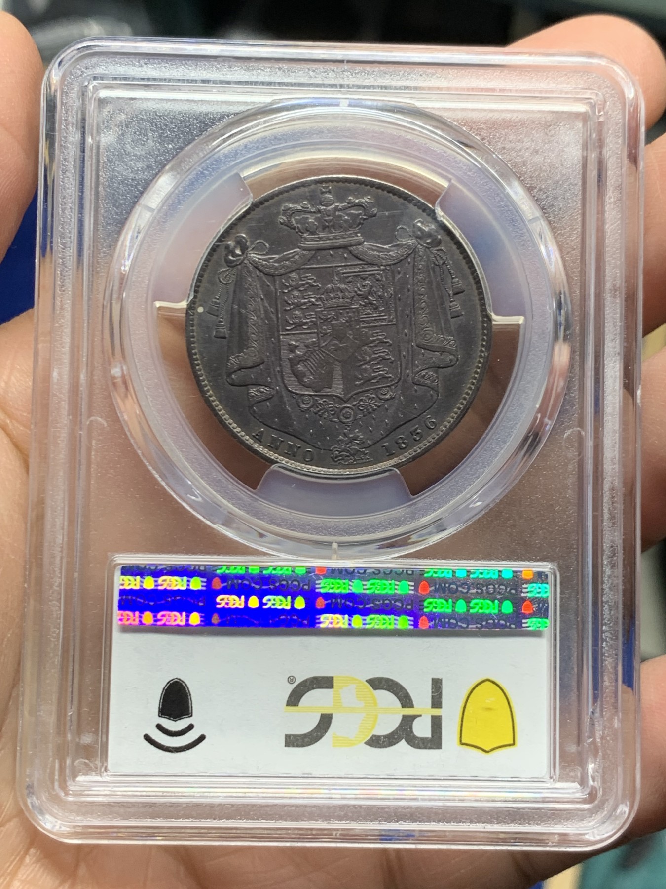 《竞宝斋》第246场-周日，周一 ，周二3场连拍 (全场包邮) PCGS AU55 英国1836年威四半克朗银币 包浆漂亮