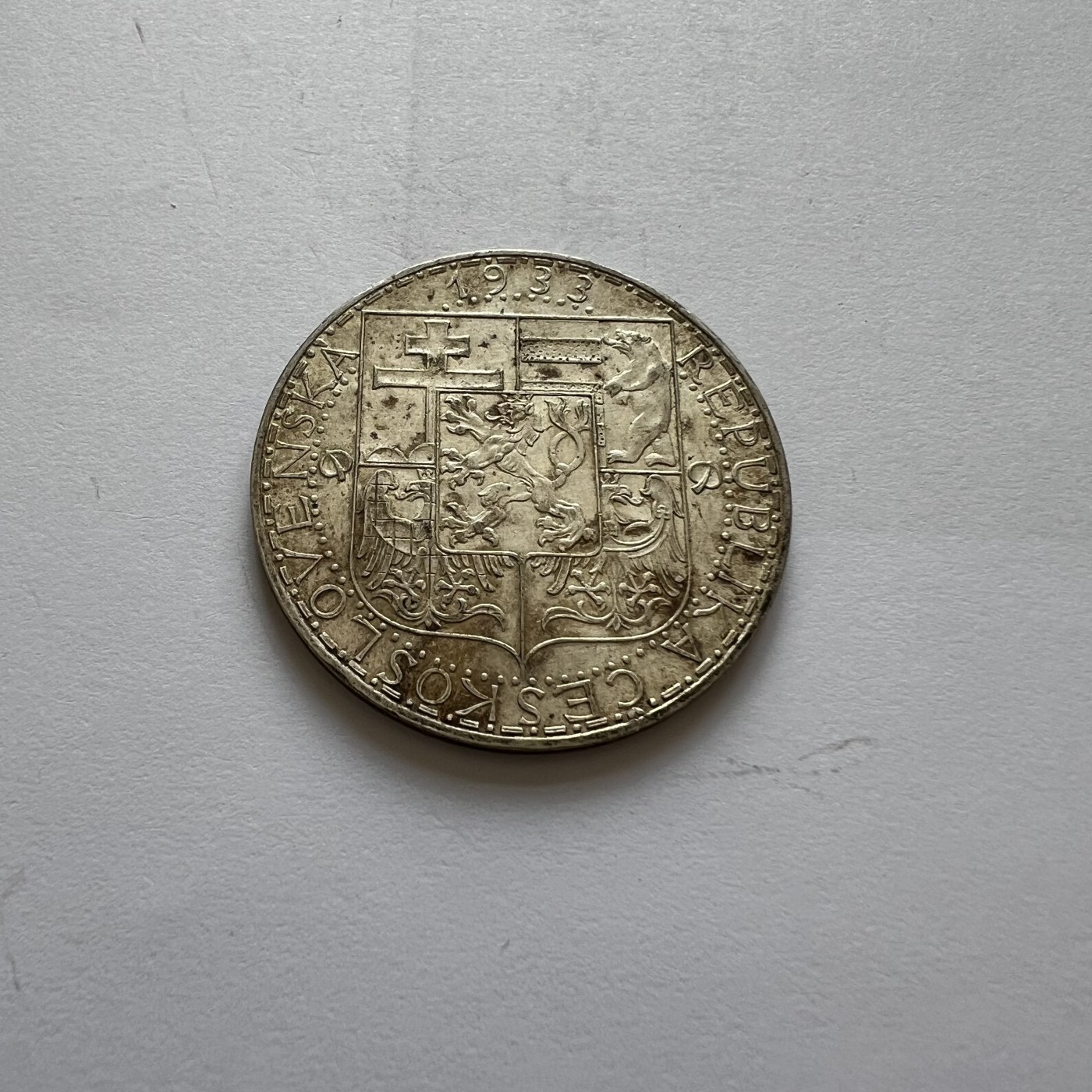 顺丰包邮 外国新银币 老银币 捷克斯洛伐克1933年20克朗银币直径34毫米好品