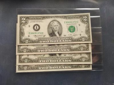 Unc 美国纸币 1976年 2美金纸币 稀少区间I9 - Unc 美国纸币 1976年 2美金纸币 稀少区间I9
