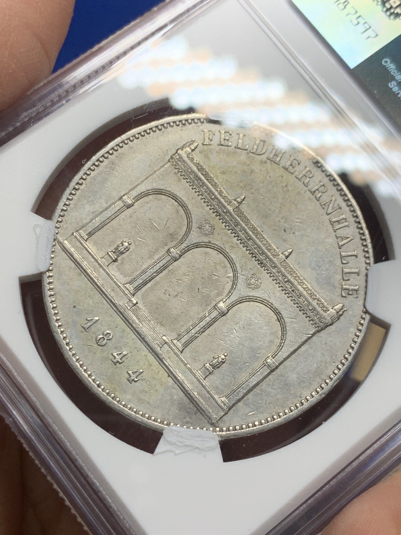 《竞宝斋》第246场-周日，周一 ，周二3场连拍 (全场包邮) NGC UNC 德国 1844 巴伐利亚 将军大厅 2泰勒37克的大银币 细节底板 ms状态都很好 除了没给分 性价比好