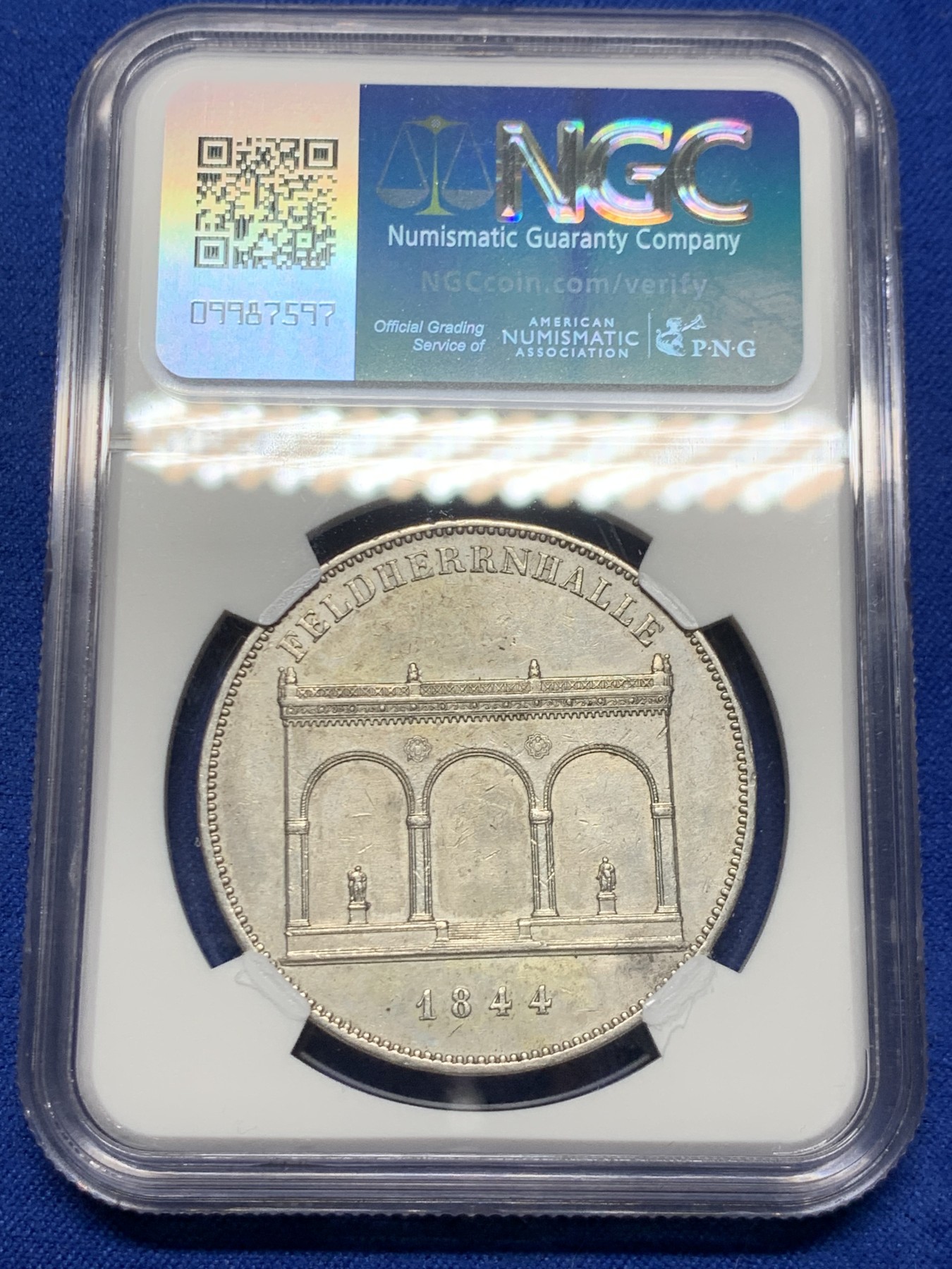 《竞宝斋》第246场-周日，周一 ，周二3场连拍 (全场包邮) NGC UNC 德国 1844 巴伐利亚 将军大厅 2泰勒37克的大银币 细节底板 ms状态都很好 除了没给分 性价比好