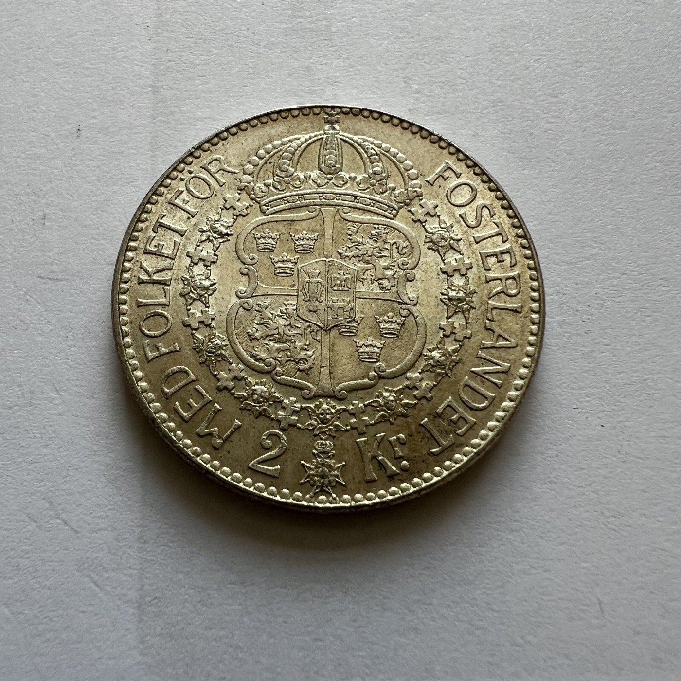 顺丰包邮 外国新银币 老银币 好品瑞典1939年2克朗银币直径30毫米