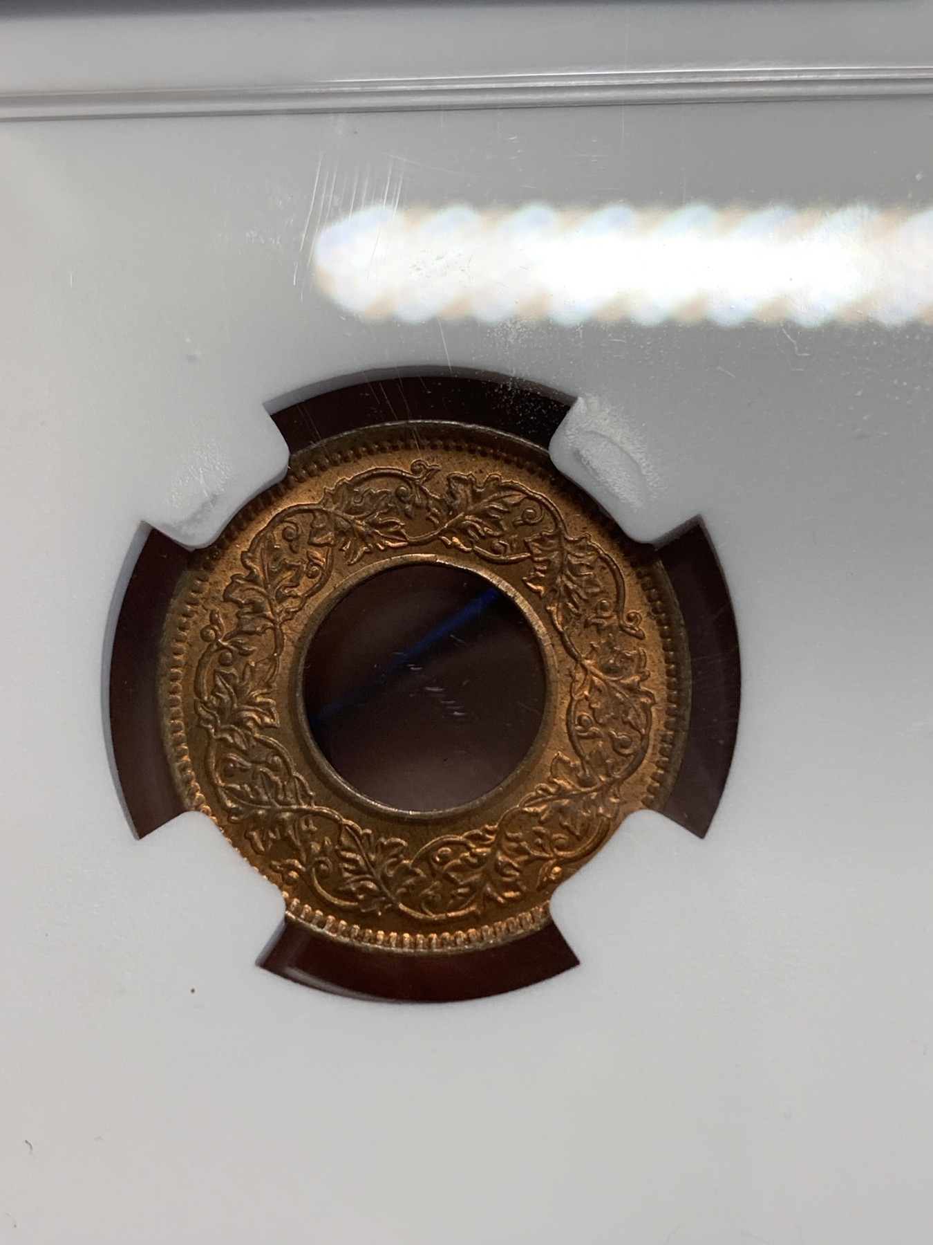 《竞宝斋》第246场-周日，周一 ，周二3场连拍 (全场包邮) NGC MS65RB 英属印度1943年1派沙铜币  高冠