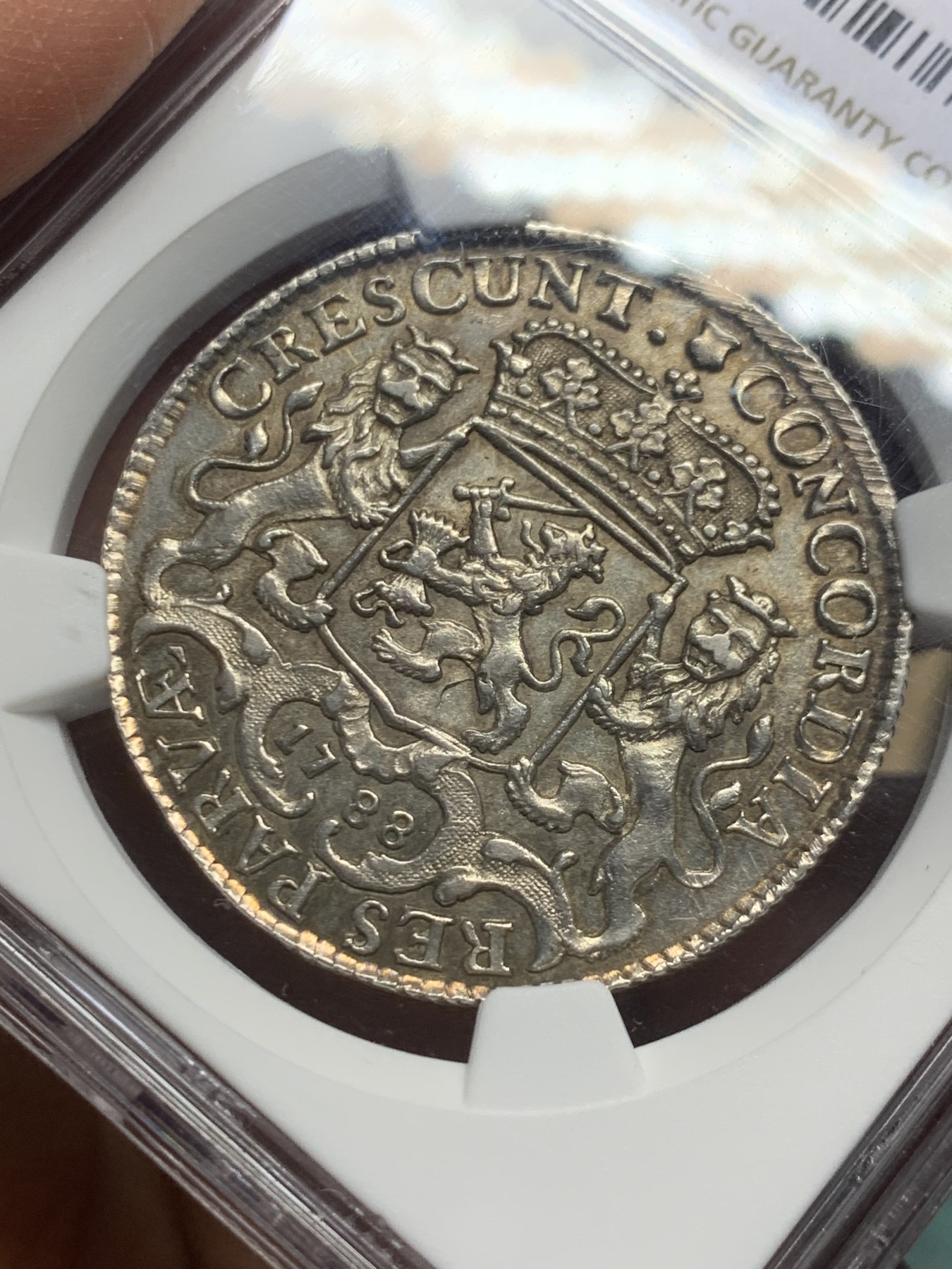 《竞宝斋》第246场-周日，周一 ，周二3场连拍 (全场包邮) NGC MS62 荷兰乌特勒支小马剑1/2杜卡特银币 骑士和战马栩栩如生