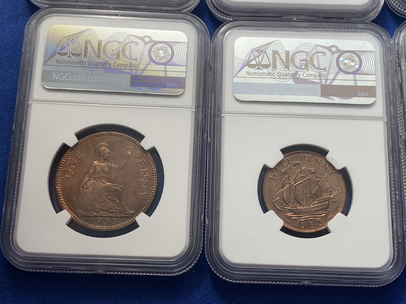 《竞宝斋》第246场-周日，周一 ，周二3场连拍 (全场包邮) NGC PF64-65 英国1953年伊丽莎白二世登基纪念精制币一套10枚 少见卡册包装