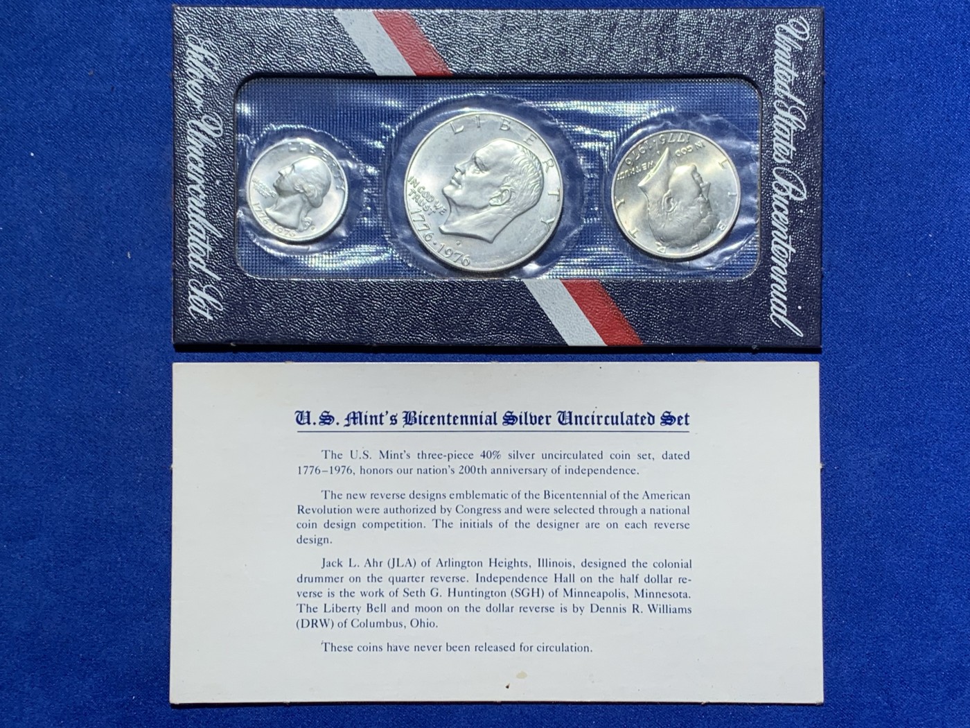 《竞宝斋》第247场-周日，周一 ，周二3场连拍 (全场包邮) 美国1976年独立200周年纪念银币三枚套