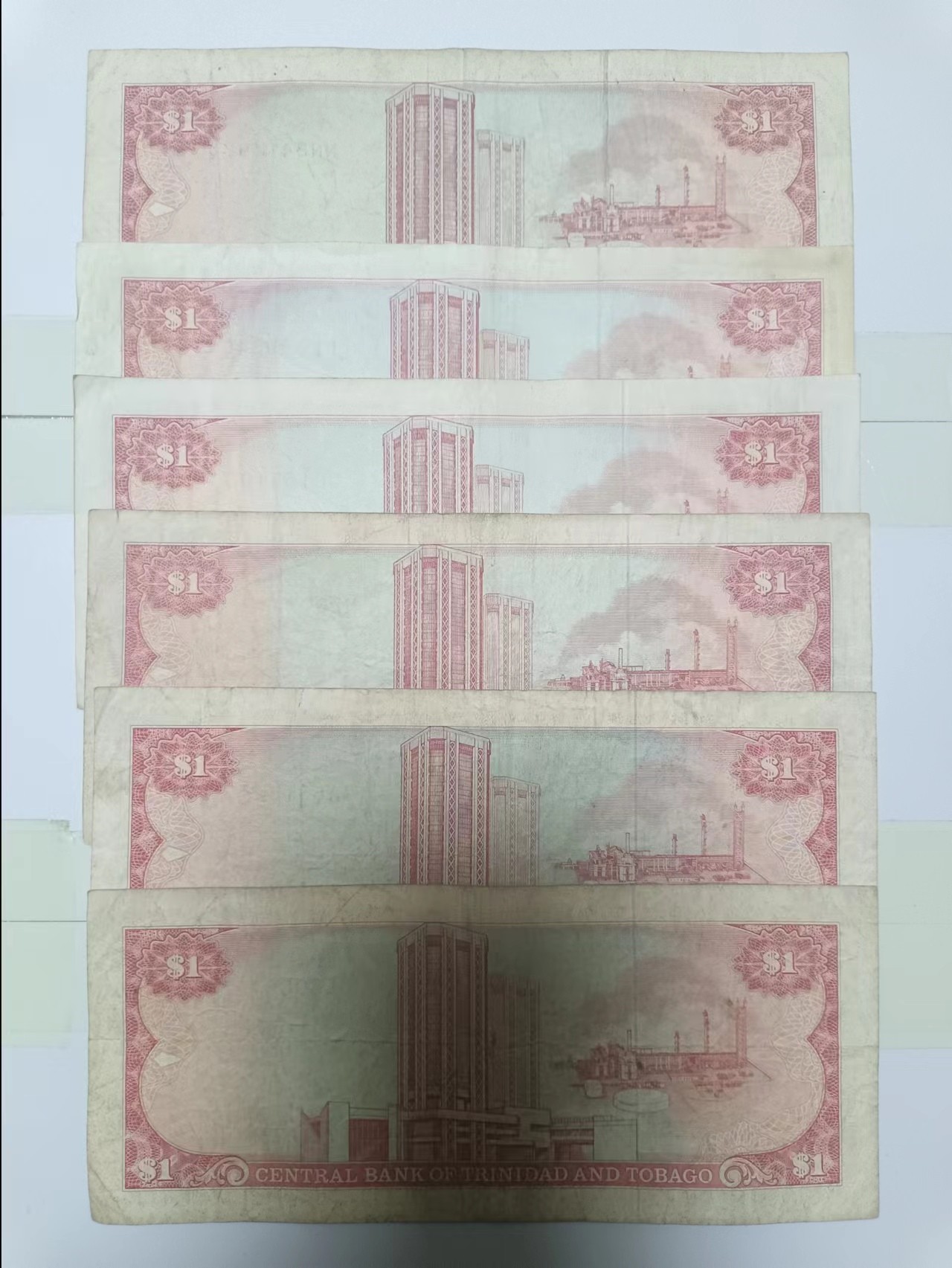 【20240314】非全新纸币第121场 特立尼达和多巴哥1元6张纸币