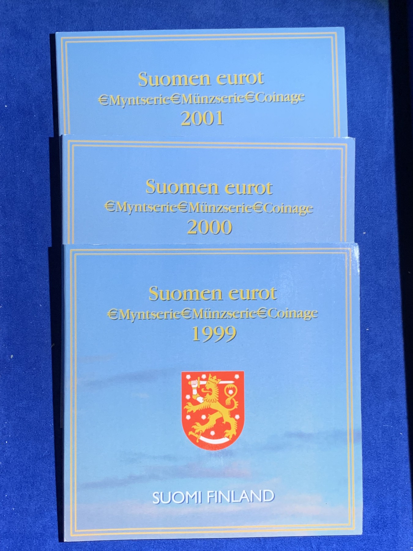 《竞宝斋》第247场-周日，周一 ，周二3场连拍 (全场包邮) 芬兰1999，2000，2001年欧元三套封装