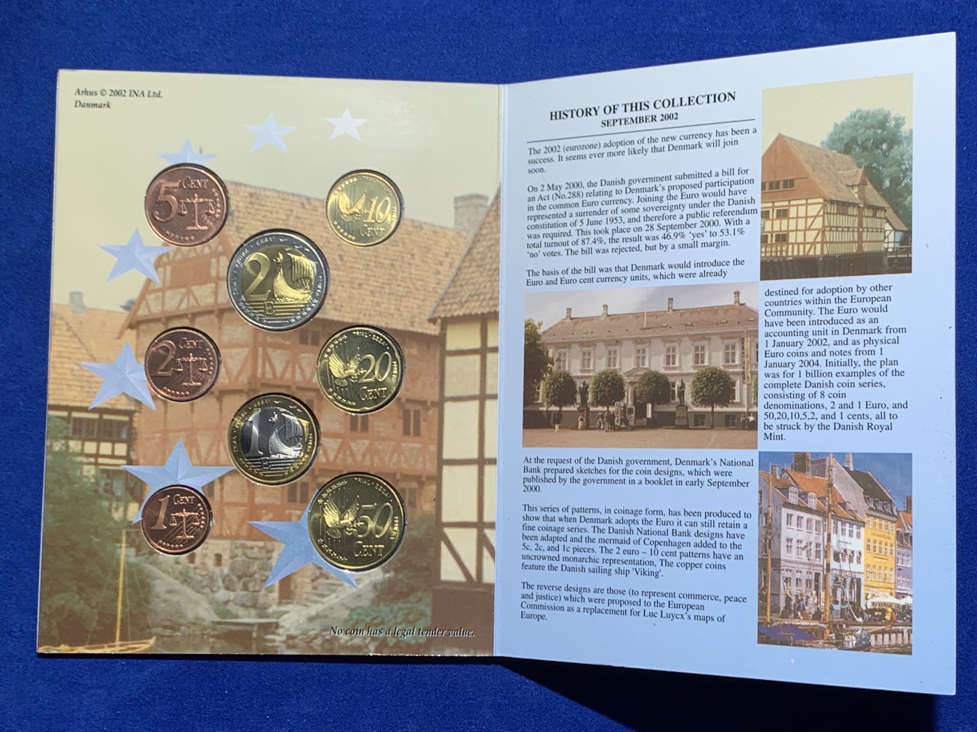 《竞宝斋》第247场-周日，周一 ，周二3场连拍 (全场包邮) 丹麦 2002年欧元样币 仅铸造过样币，未发行过流通币 稀少