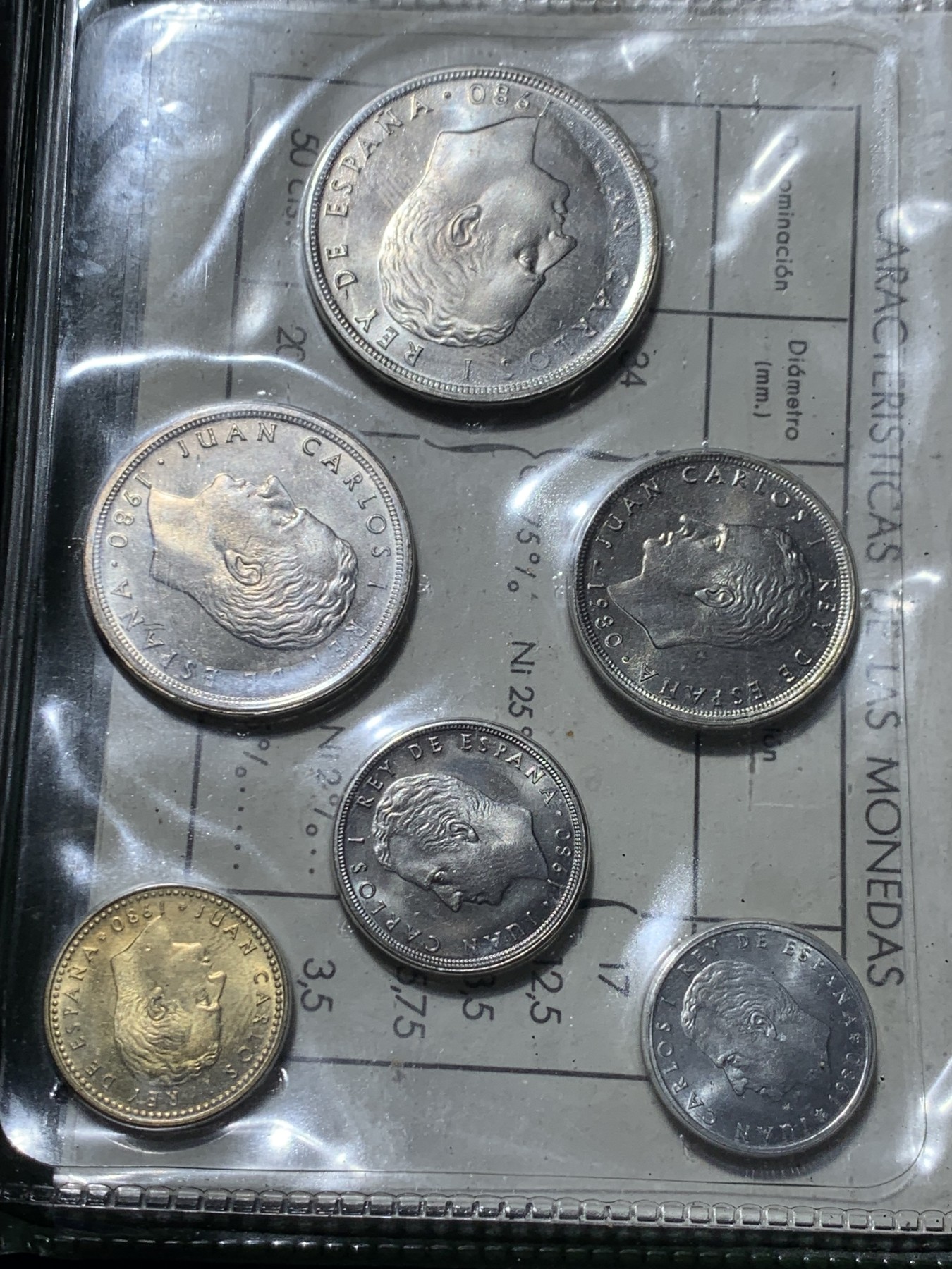 《竞宝斋》第247场-周日，周一 ，周二3场连拍 (全场包邮) 西班牙1980年6枚装套币