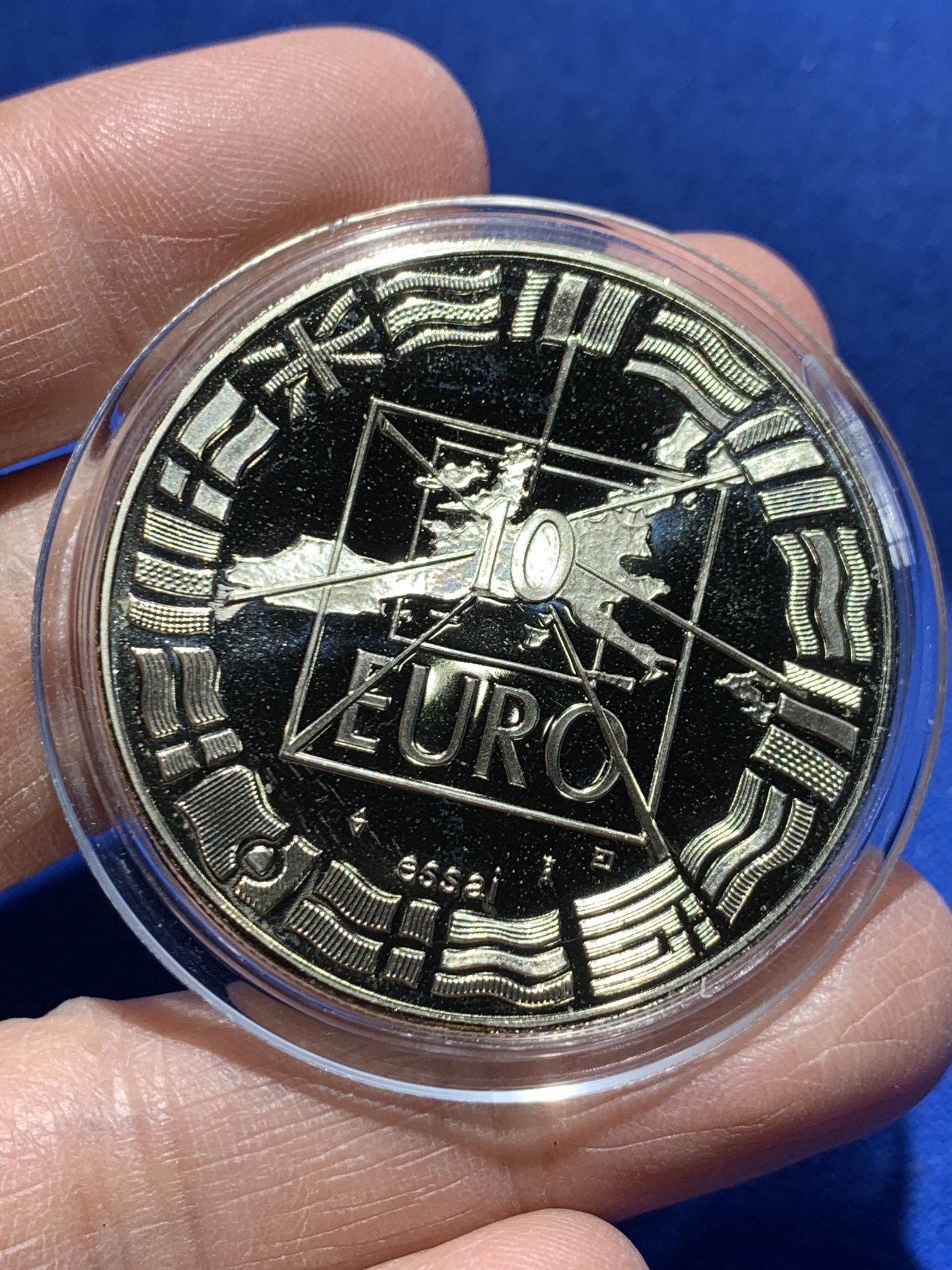 《竞宝斋》第247场-周日，周一 ，周二3场连拍 (全场包邮) 法国1998年ESSAI厂试铸镍币 克朗型 PL版