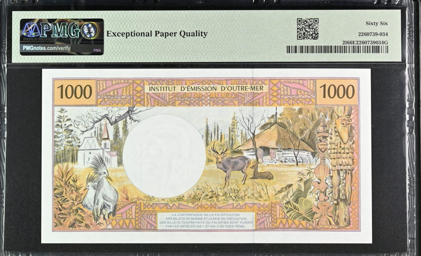 收藏联盟Quantum Auction 第330期拍卖  法属太平洋ND (1996)年1000法郎 PMG66