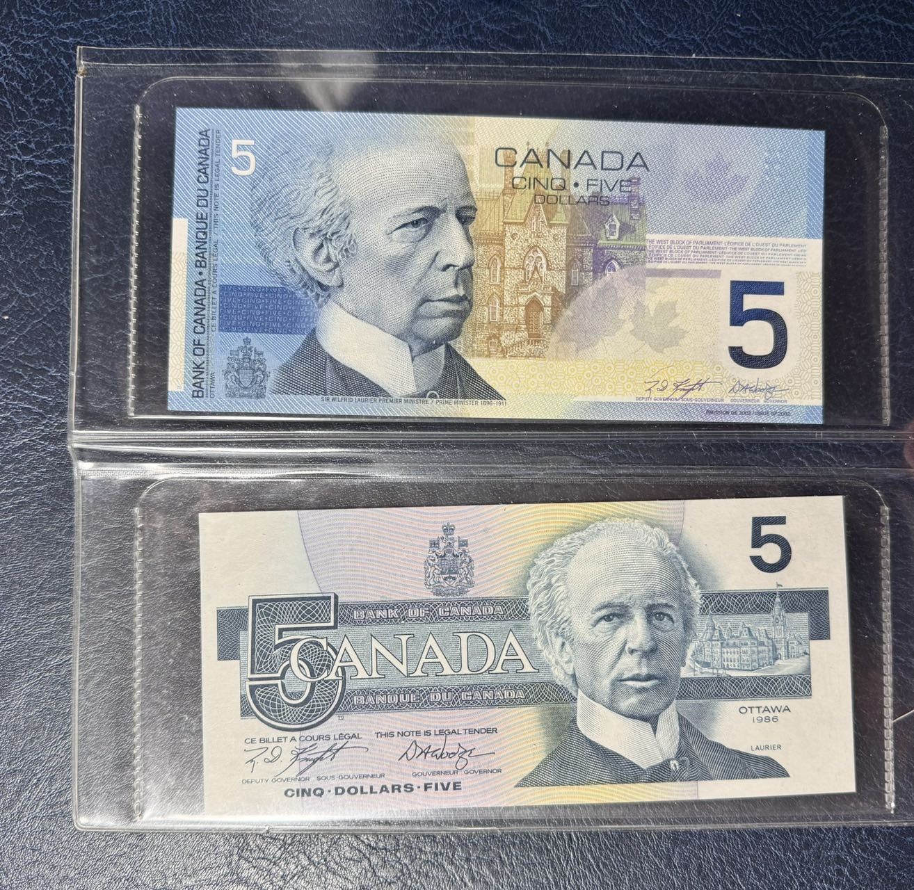 收藏联盟Quantum Auction 第330期拍卖  加拿大1986年和2002年5元全同号同签名一对 品相全新UNC