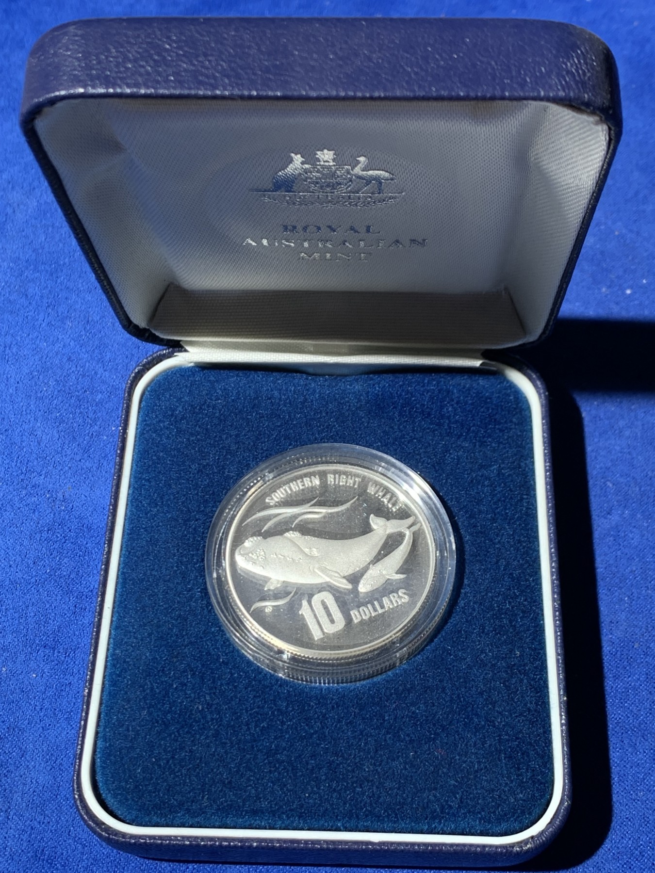 《竞宝斋》第247场-周日，周一 ，周二3场连拍 (全场包邮) 澳大利亚 1996  南露脊鲸 10元 大银币 加厚 40克 925银