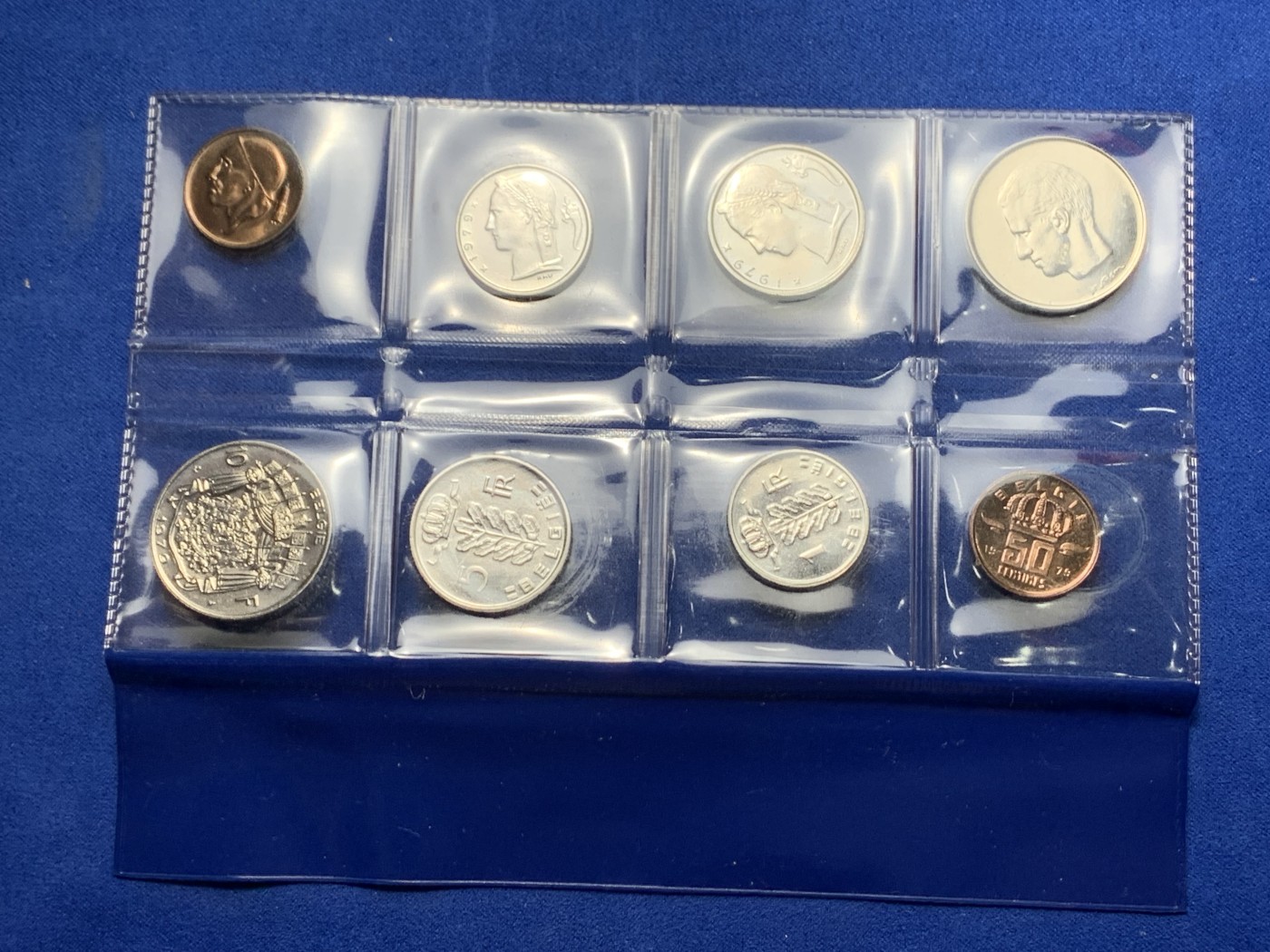 《竞宝斋》第247场-周日，周一 ，周二3场连拍 (全场包邮) 比利时1979年8枚装套币