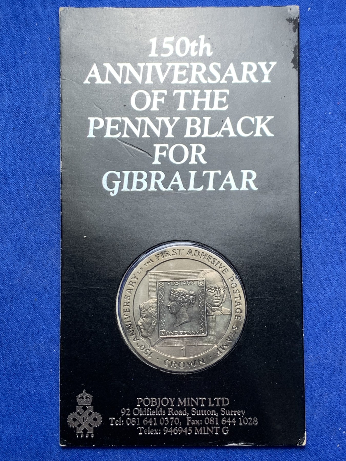 《竞宝斋》第247场-周日，周一 ，周二3场连拍 (全场包邮) 直布罗陀1990年纪念“珍珠黑”便士150周年1克朗