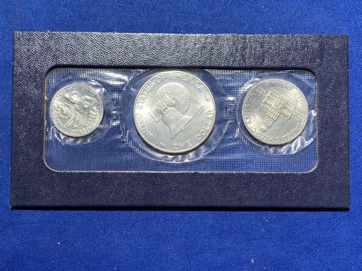 《竞宝斋》第247场-周日，周一 ，周二3场连拍 (全场包邮) 美国1976年独立200周年纪念银币三枚套