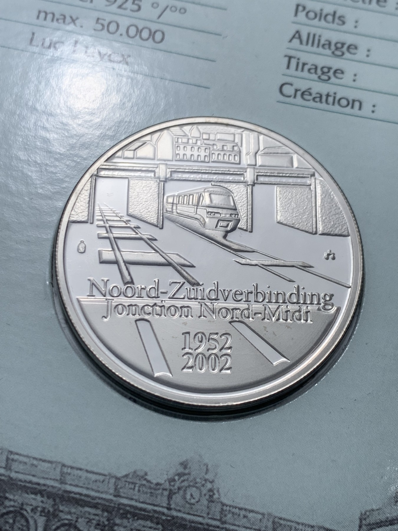 《竞宝斋》第247场-周日，周一 ，周二3场连拍 (全场包邮) 德国 2002 铁路 50周年 10欧纪念银币