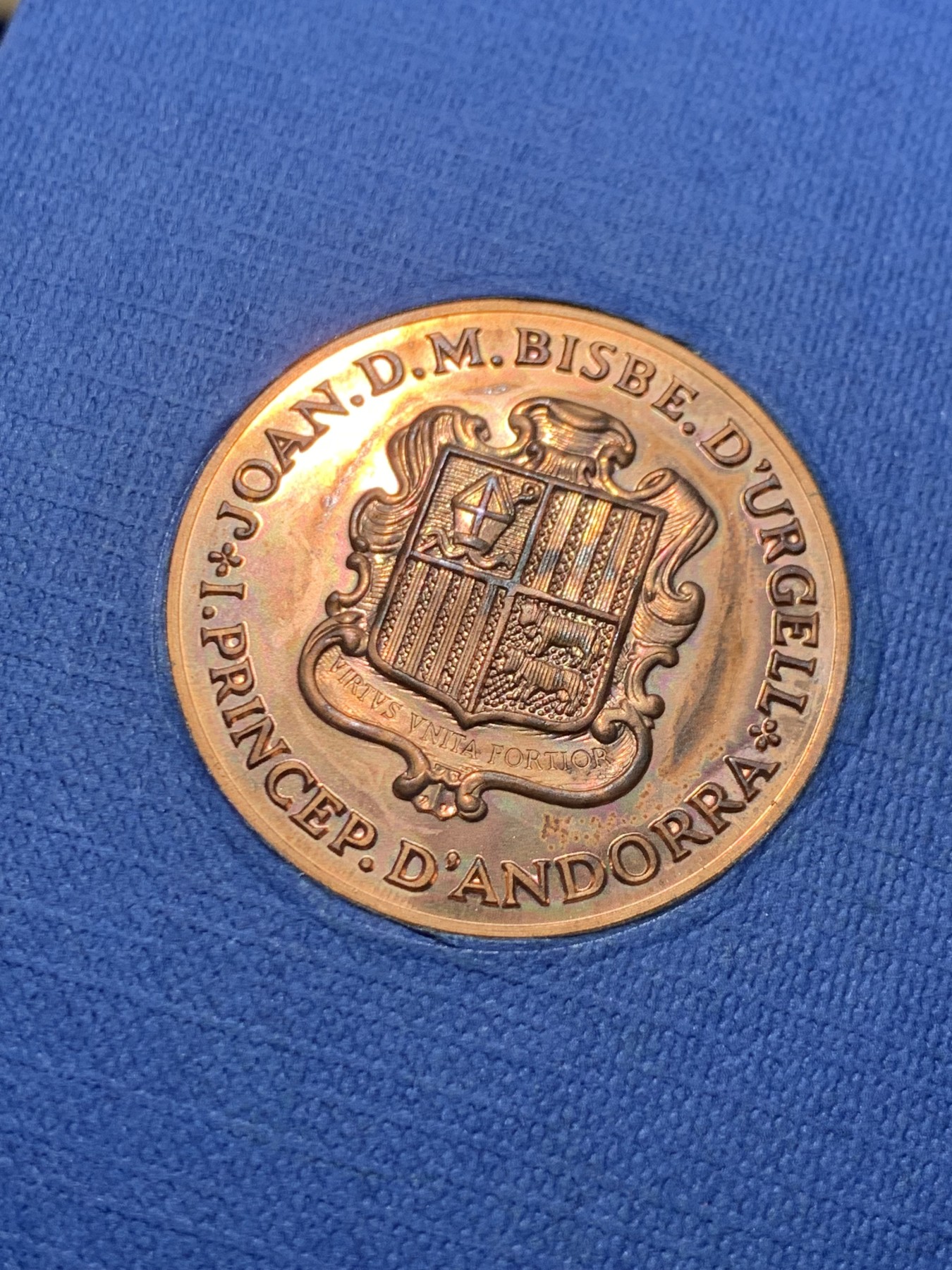 《竞宝斋》第247场-周日，周一 ，周二3场连拍 (全场包邮) 安道尔 1986 第二届加泰罗尼亚语言大会 5D 铜币