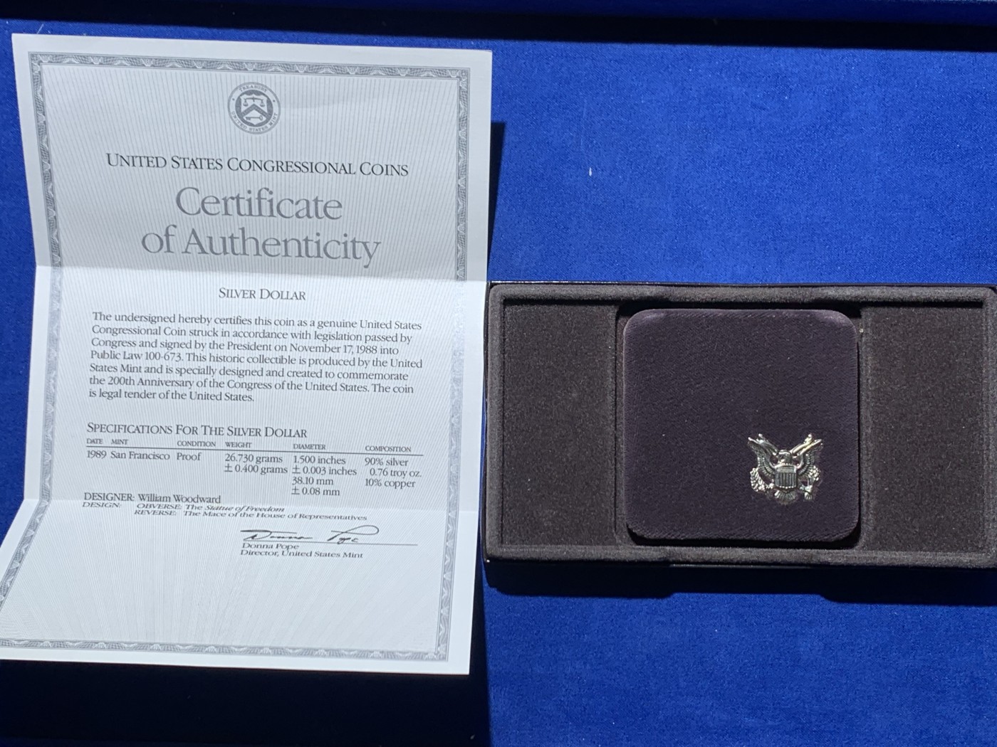 《竞宝斋》第247场-周日，周一 ，周二3场连拍 (全场包邮) 1989年 美国 精制全新 一美元 银币