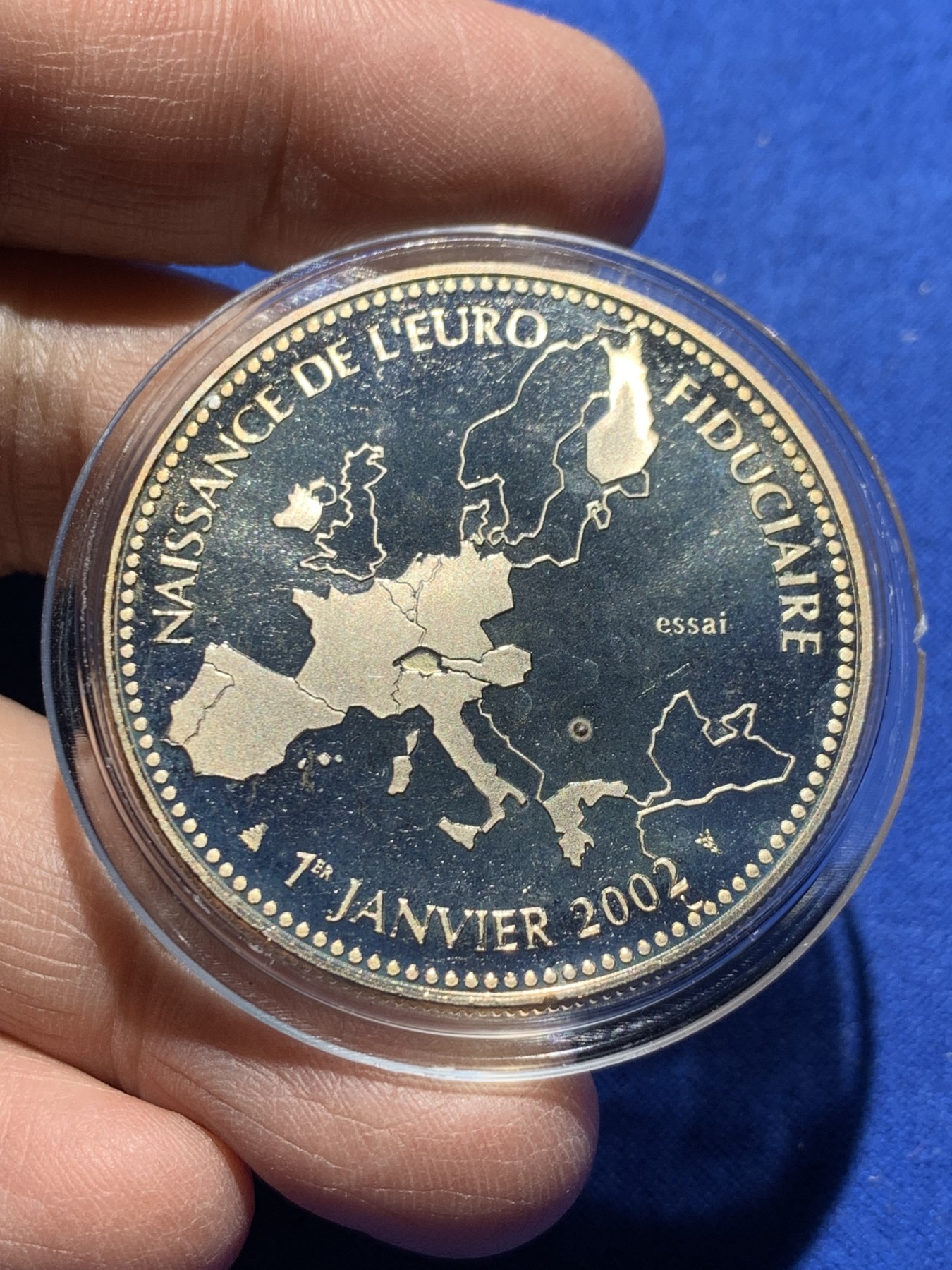 《竞宝斋》第247场-周日，周一 ，周二3场连拍 (全场包邮) 法国2002年ESSAI厂试铸镍币 克朗型