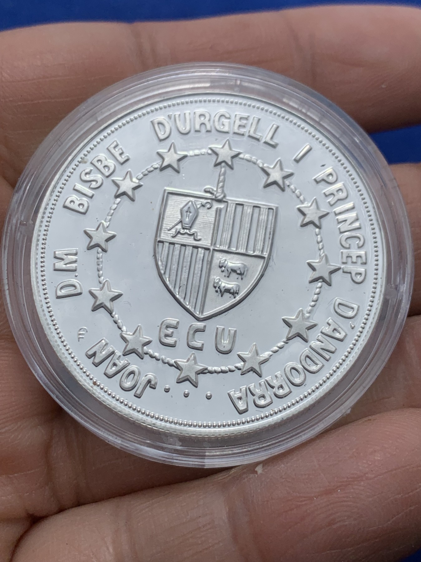 《竞宝斋》第247场-周日，周一 ，周二3场连拍 (全场包邮) 安道尔 1991年 查理曼大帝 10D 大银币 31.47克 925银